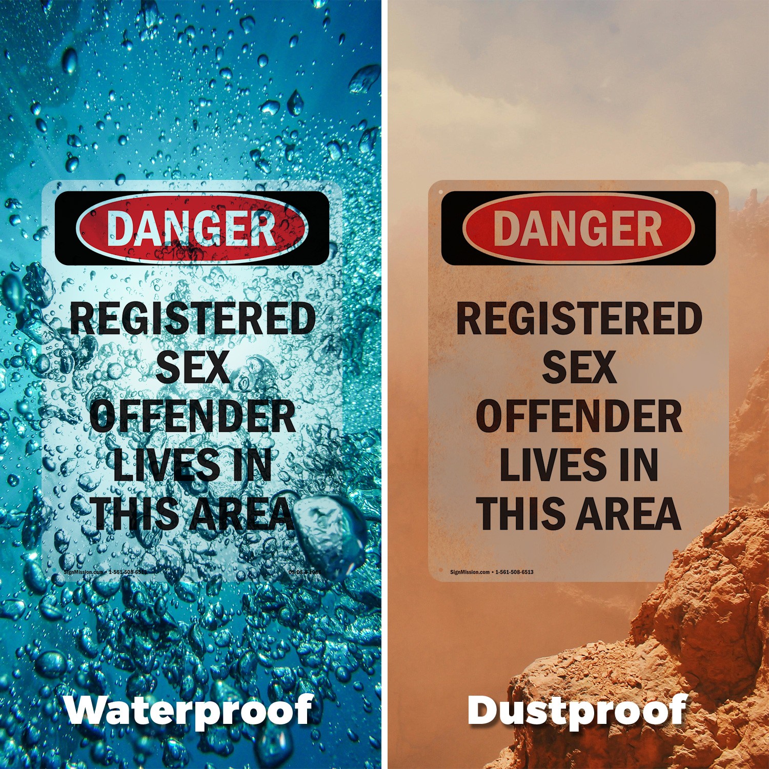 Portrait Registered Sex Offender OSHA Danger Sign Metal, Decal – 5 or 10 Pack