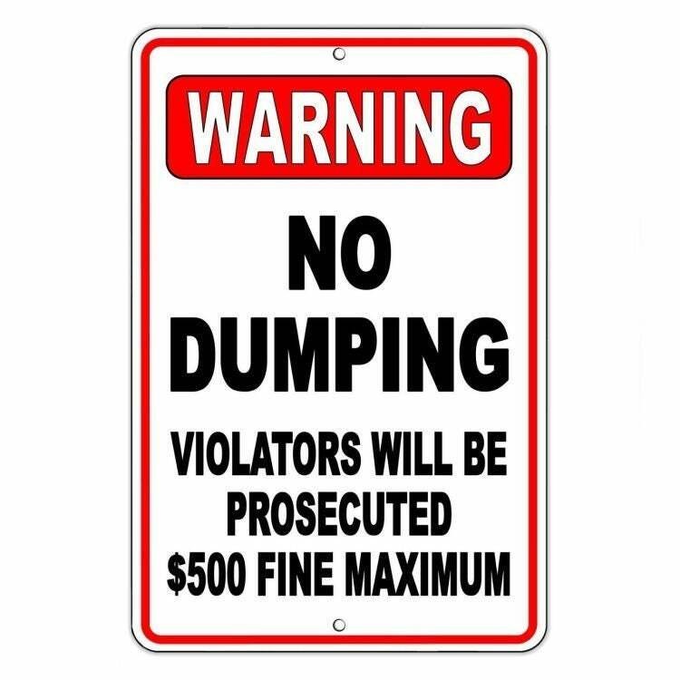 No Dumping Violators Will Be Prosecuted 500 Fine Sign / Decal Warning Snd002 /