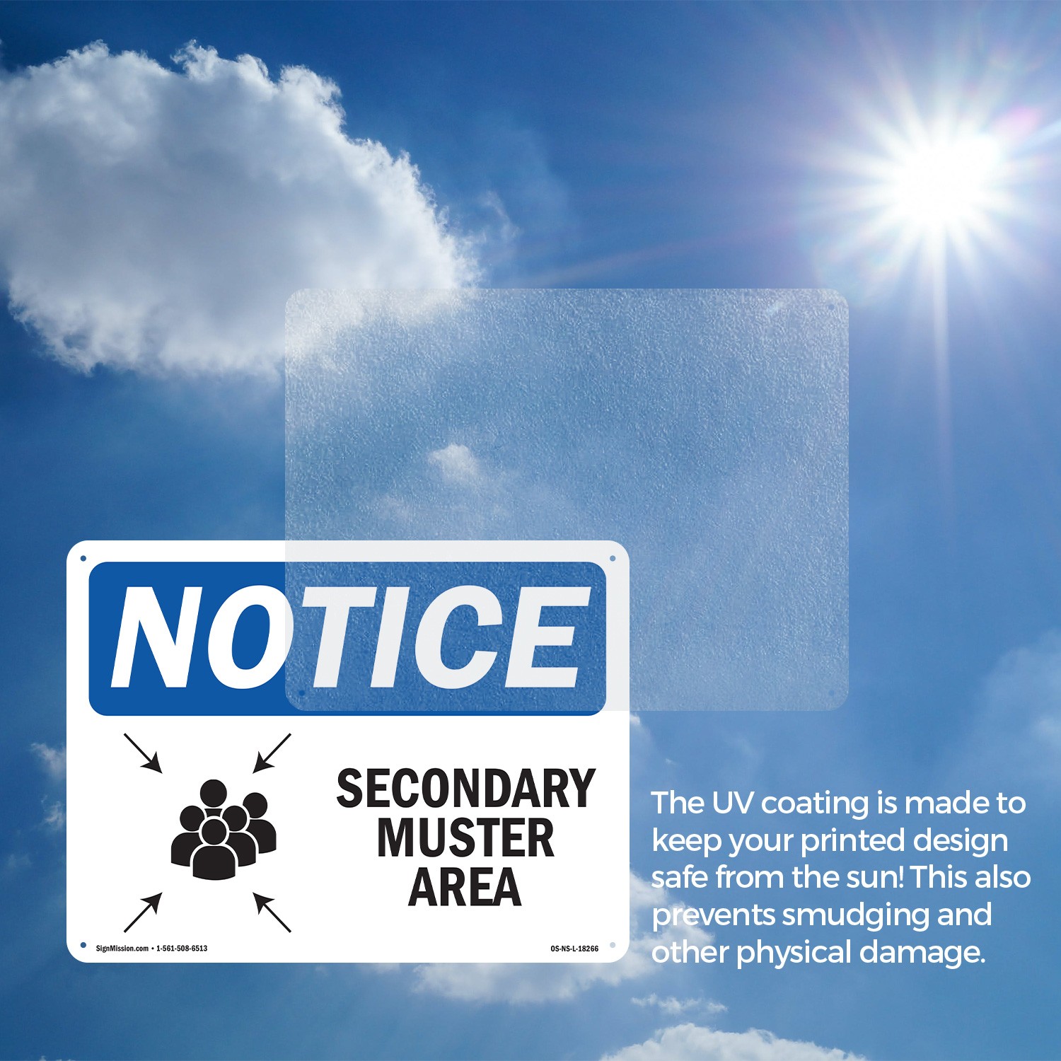 Secondary Muster Area OSHA Notice Sign Metal, Plastic, Or Decal – 5 or 10 Pack