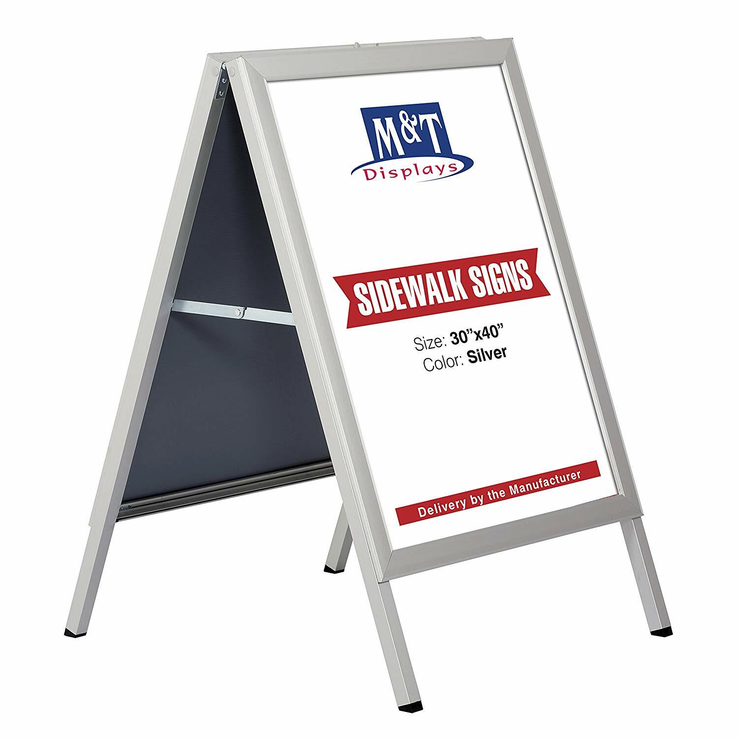 30?40 Slide-in A Frame Menu Double Sided Display Board Sidewalk Sign Silver
