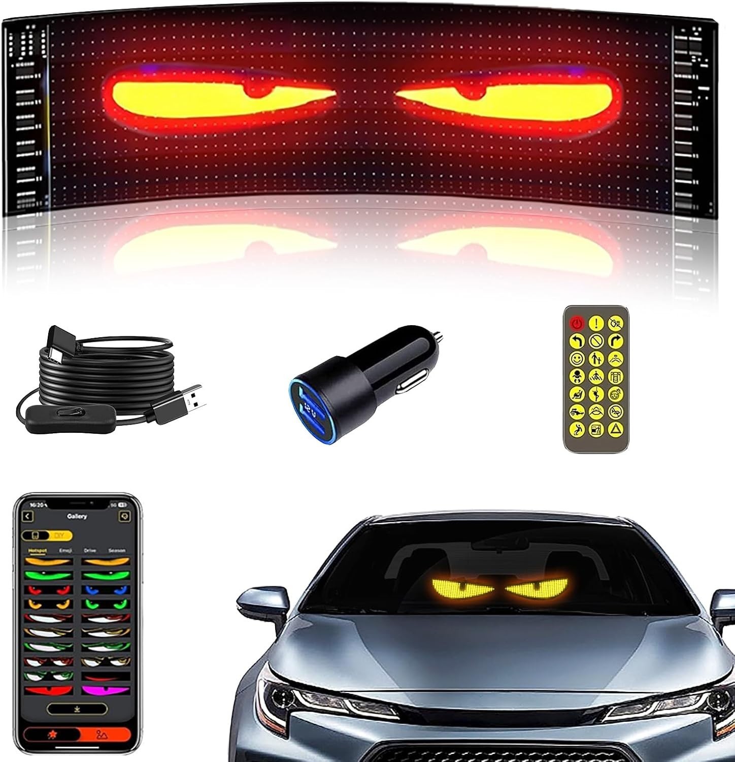Customizable LED Car Sign with Bluetooth Control – 14.6” x 3.6” Flexibility
