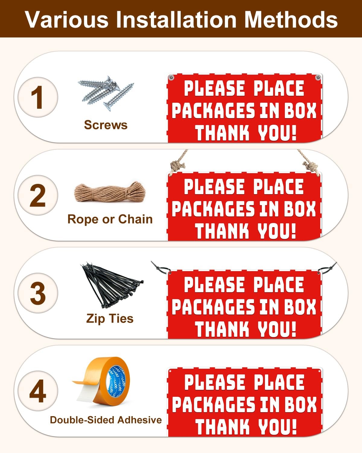 Package Delivery Metal Sign, Please Place Packages in Box Thank You, Waterpro…