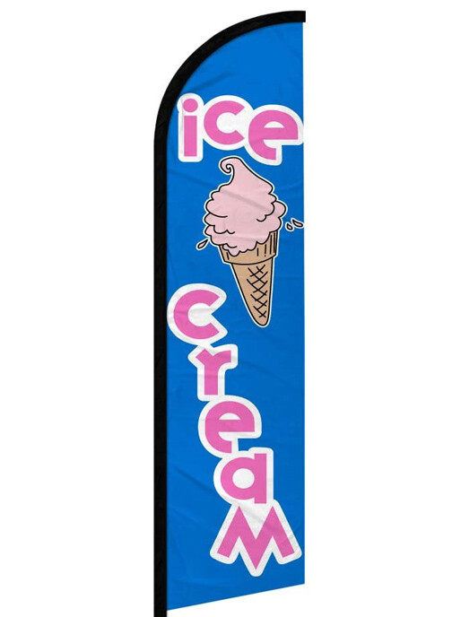 ICE CREAM – Windless Swooper Feather Flag 2.5×11.5 ft Tall Banner Sign bf