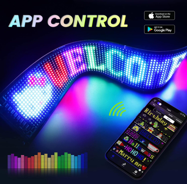 Letrero LED flexible programable con texto animado y control por app, Nuevo