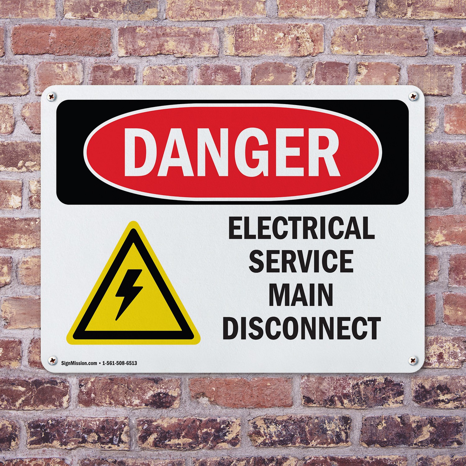 (2 Pack) Electrical Service Main Disconnect OSHA Danger Sign Decal Metal Plastic