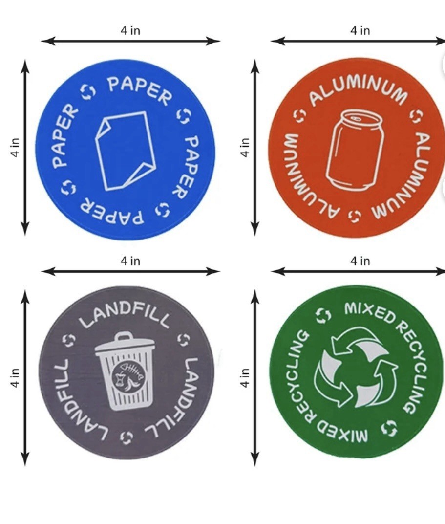 2 HY-Ko Brand Recycle Label Kit 4 pack Self Adhesive Vinyl Labels Multi Color
