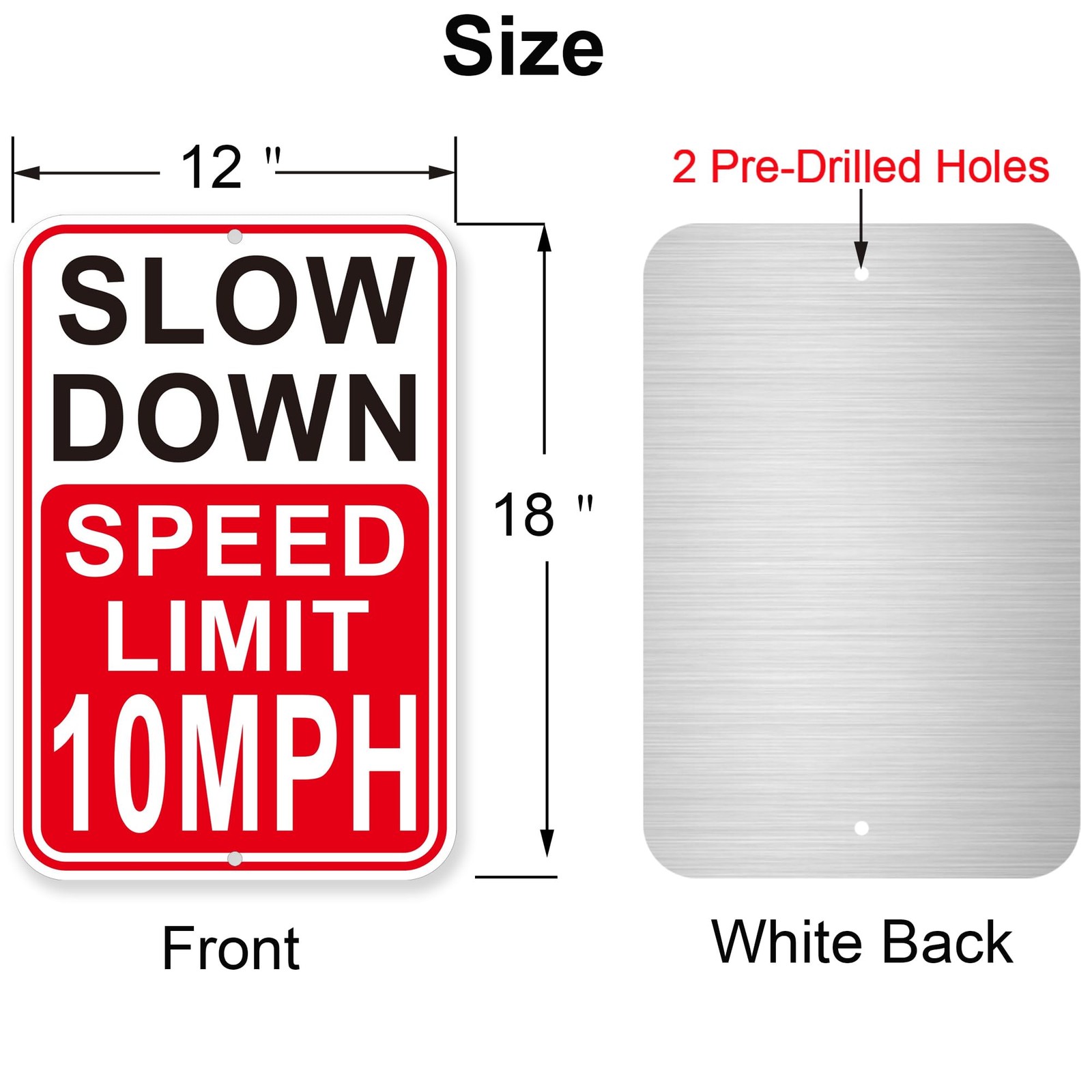 2Pack Slow Down Speed Limit 10MPH Sign 18×12 Inches Reflective Aluminum Fade …