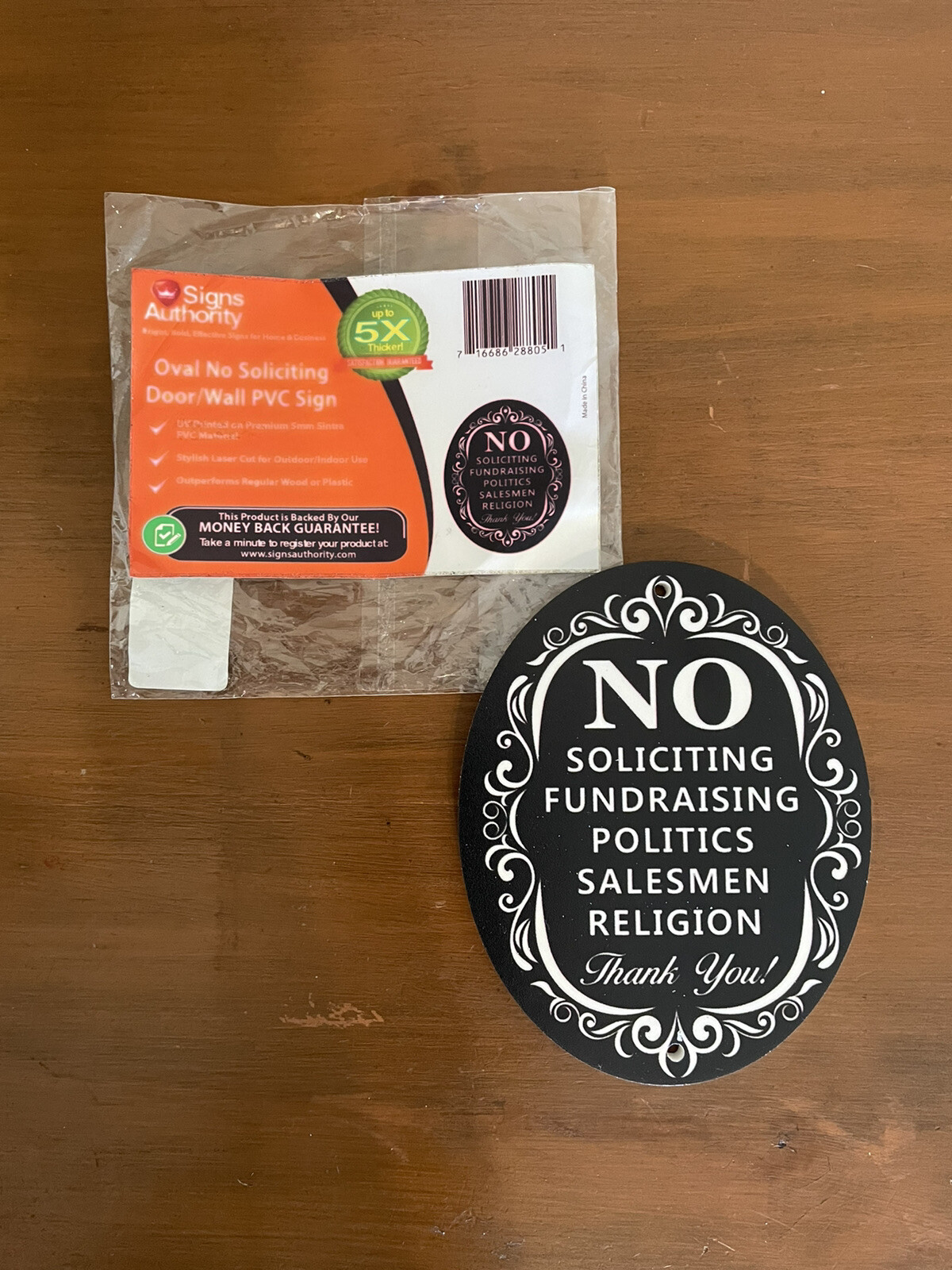 NO SOLITICING DOOR PLAQUE/SIGN FOR HOME OR OFFICE, FUNNY