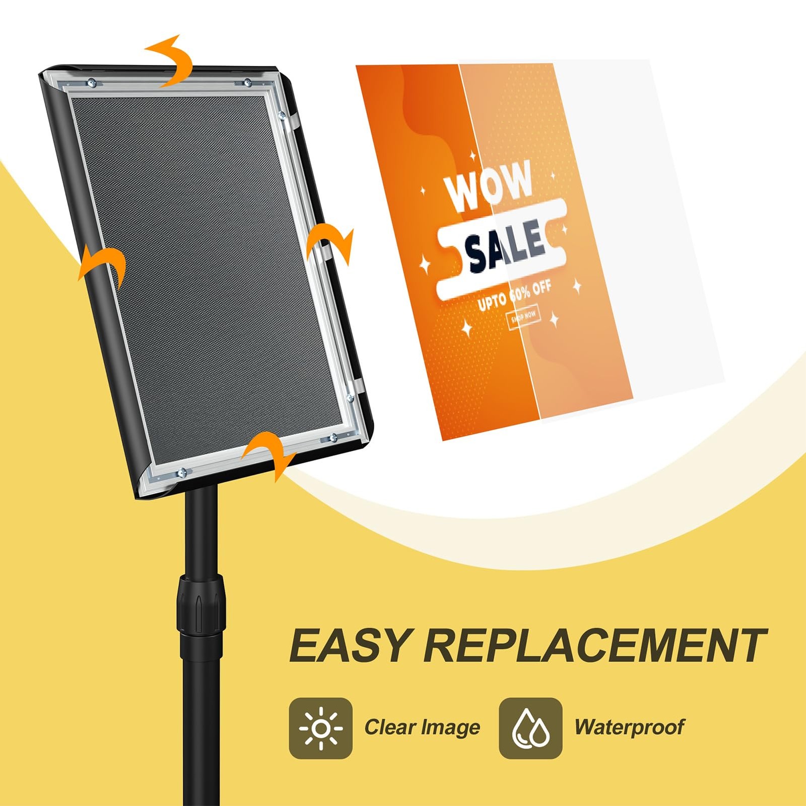 Relx Sign Holder Stand 8.5×11 inch – Adjustable Floor Standing black
