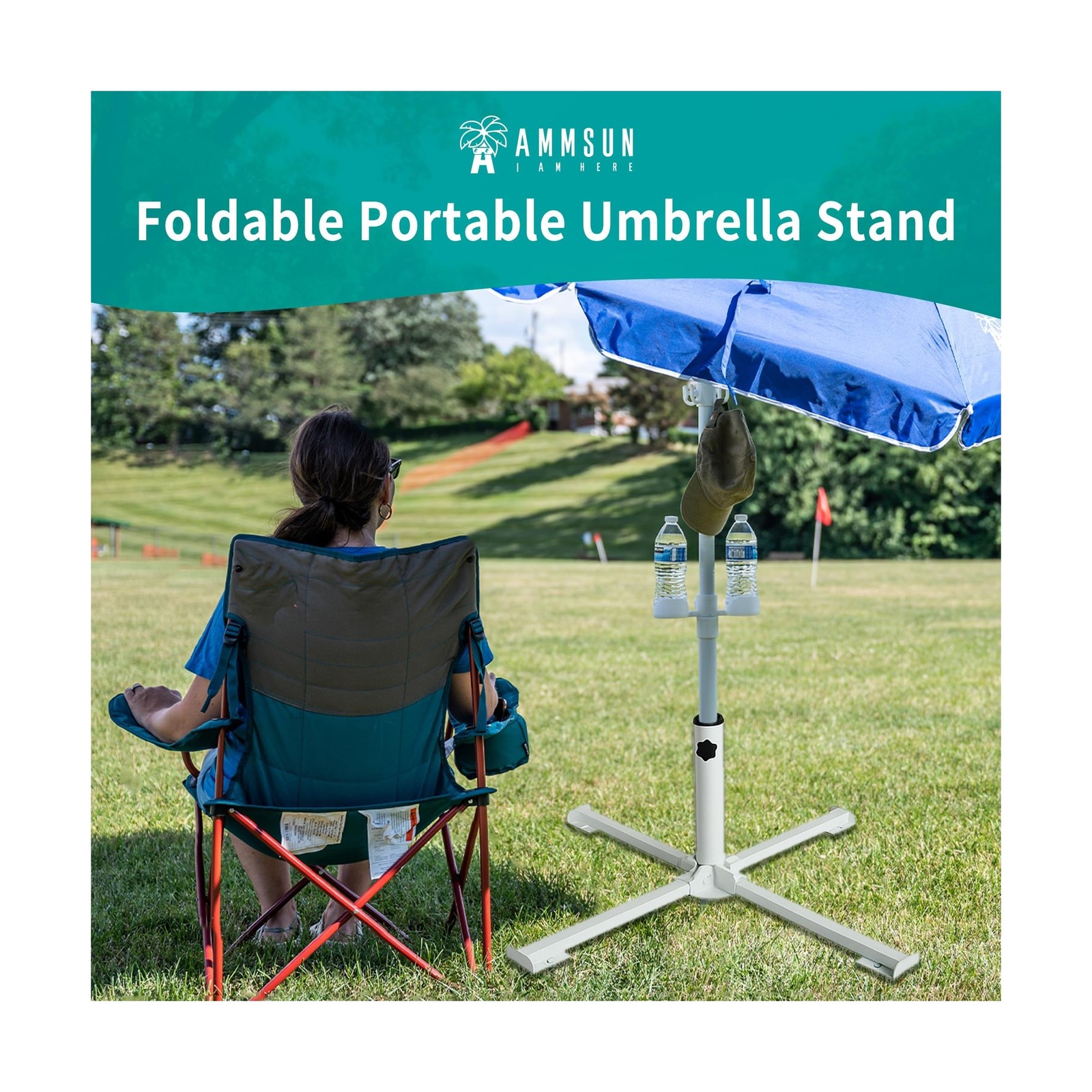 AMMSUN Foldable Portable Beach Umbrella Stand-Portable Patio Um… FAST USA SHIP