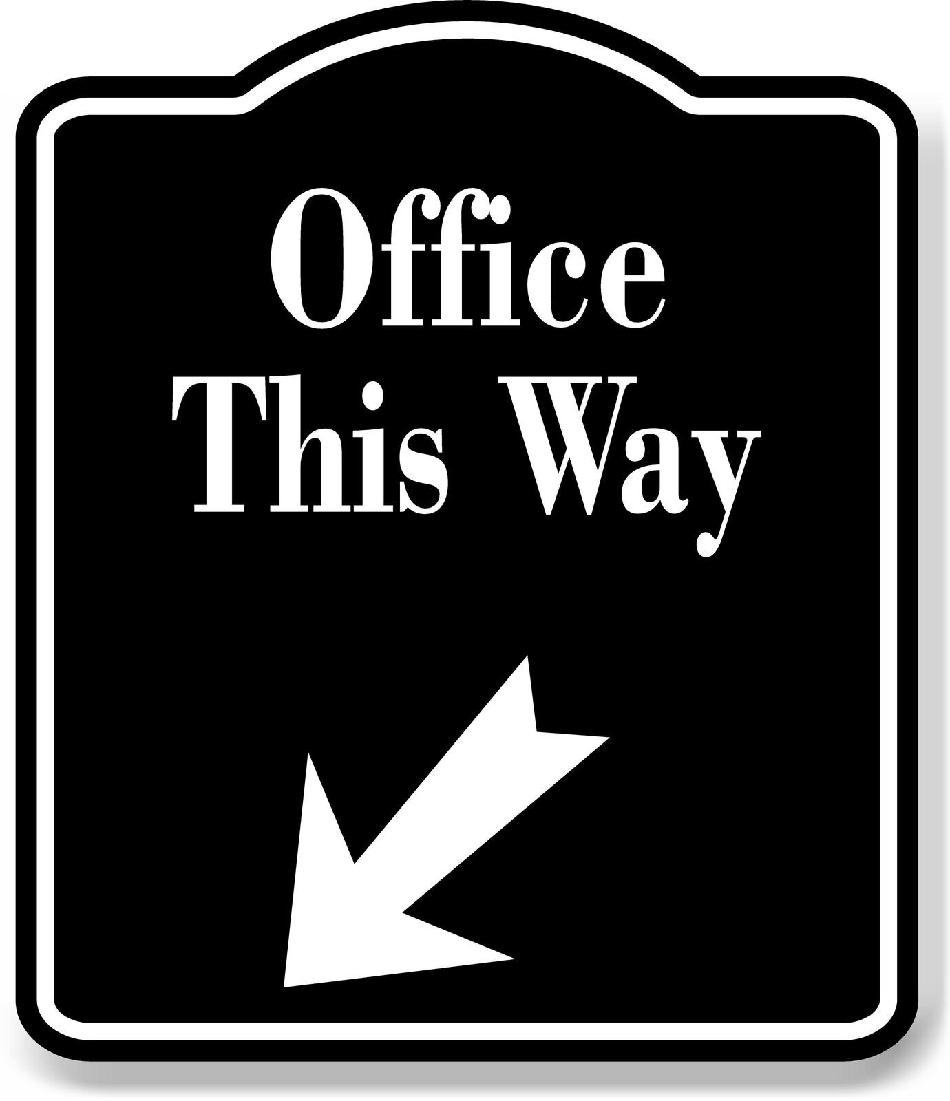 Office This Way 45 Degree Down Left Arrow BLACK Aluminum Composite Sign