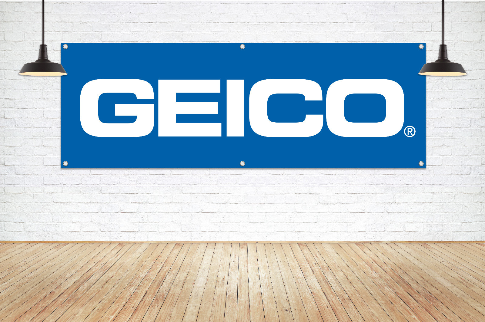 For GEICO Insurance Brand Exposure Vinyl Banner Sign Office Broker Kiosk Canopy