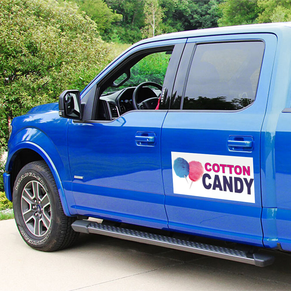 Car Magnet Set of 2 Cotton Candy Pink Blue Food Bar Restaurant Food Truck