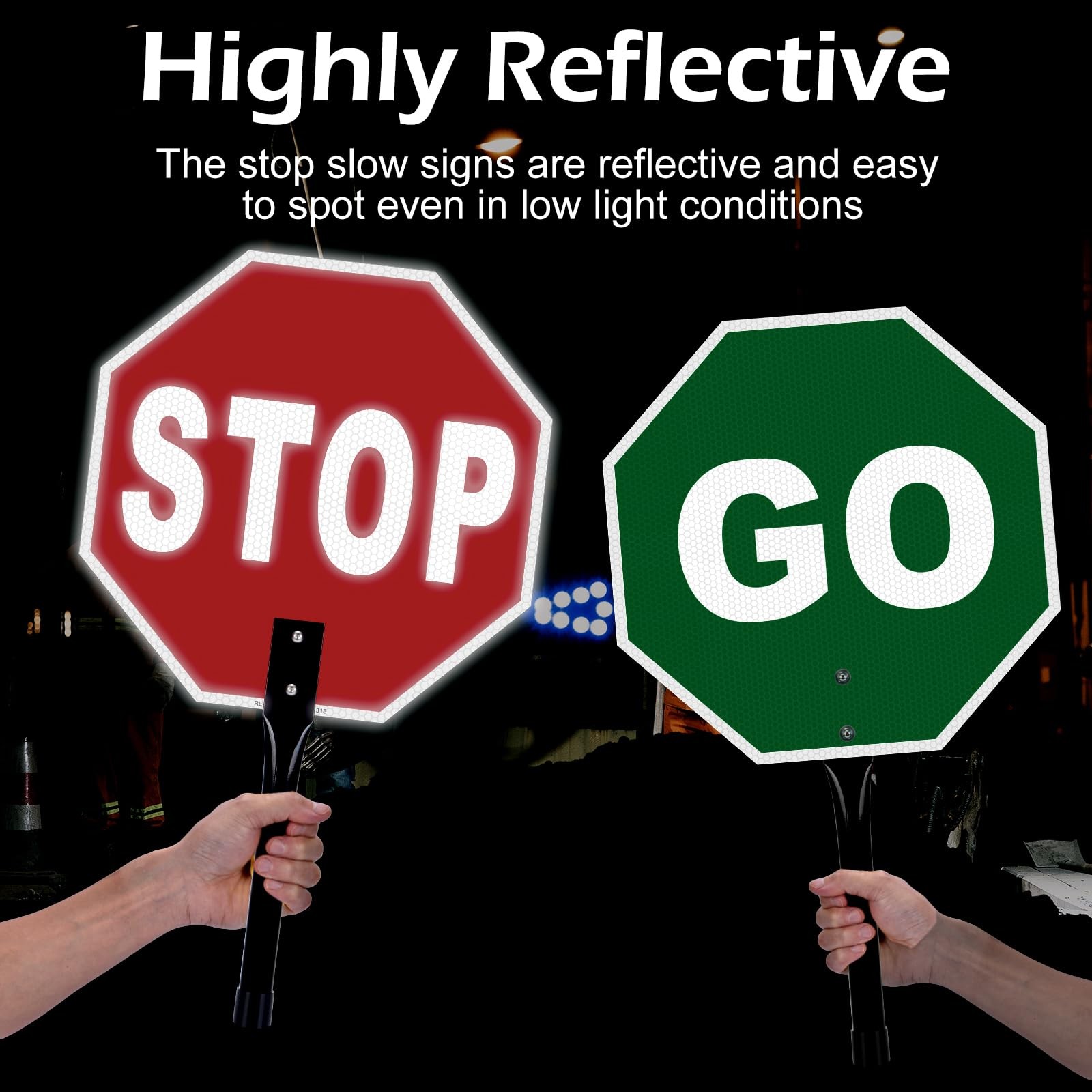 12×12 Inch Stop Go Sign With Handle Reflective Aluminum Double Sided Traffic