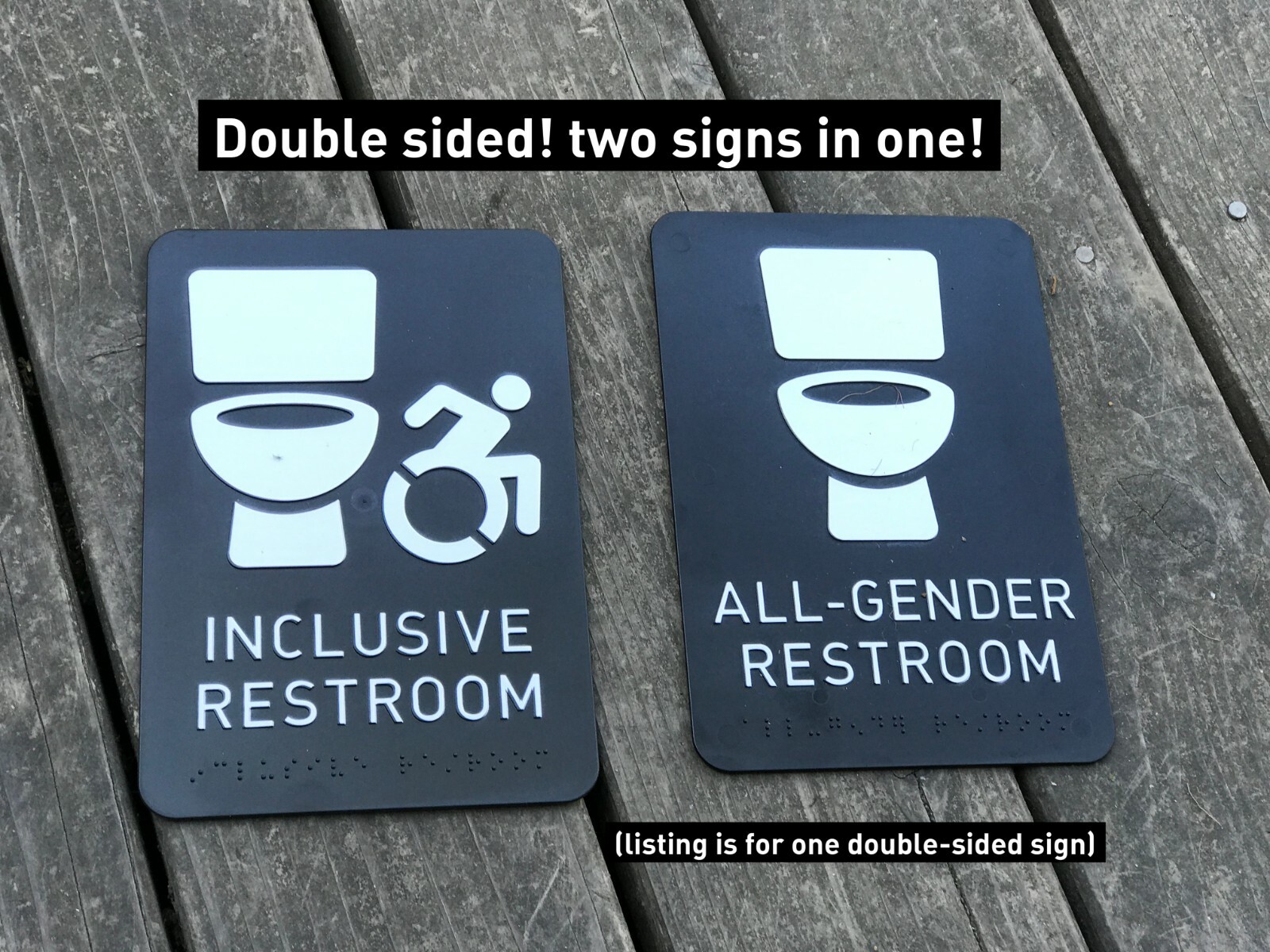 All Gender Restroom Sign • ADA certified braille toilet icon bathroom 
