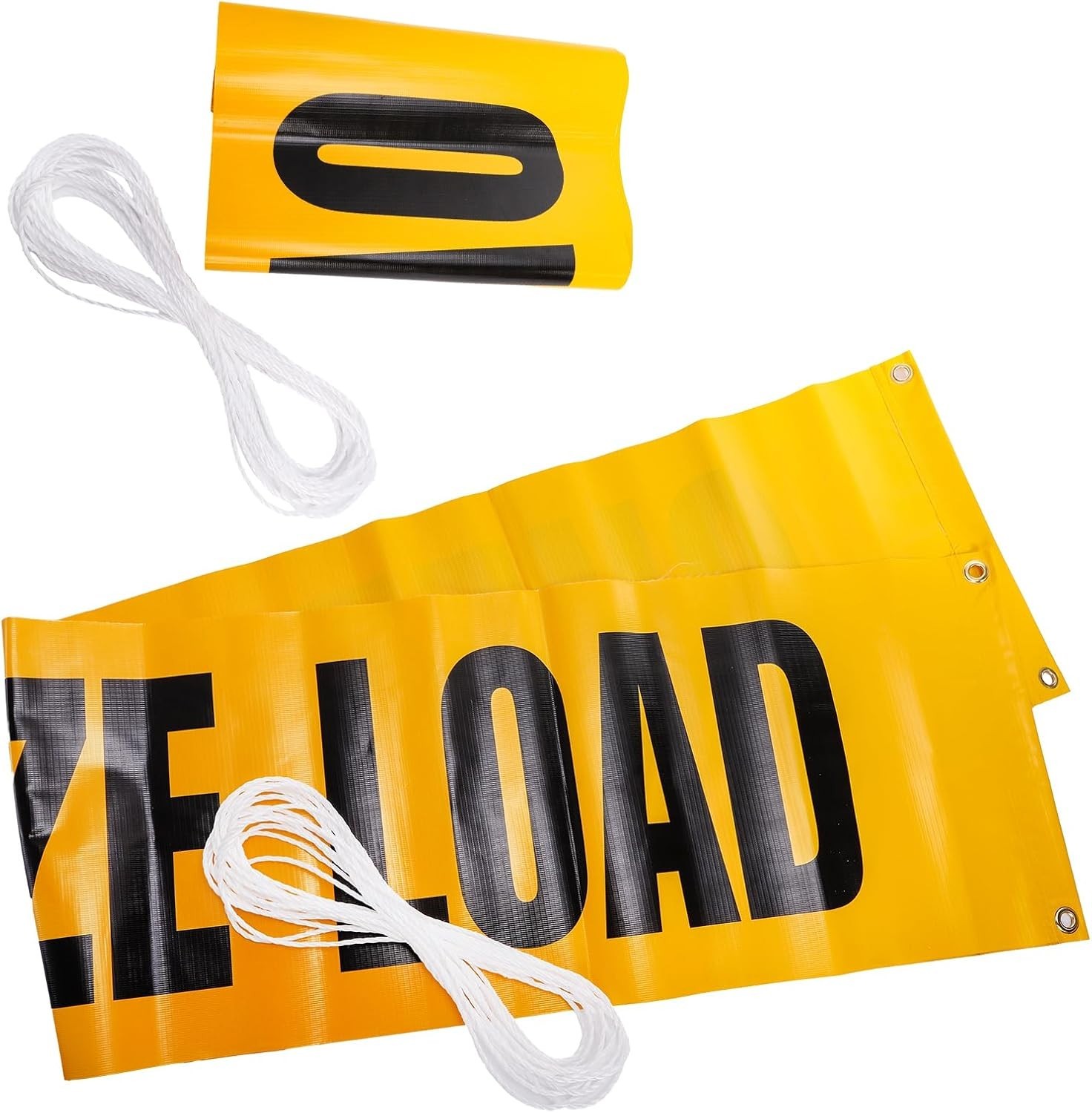 Oversize Load Sign Set for Trucks, 12×60 Inch Safety Mesh Banner, Yellow/Black