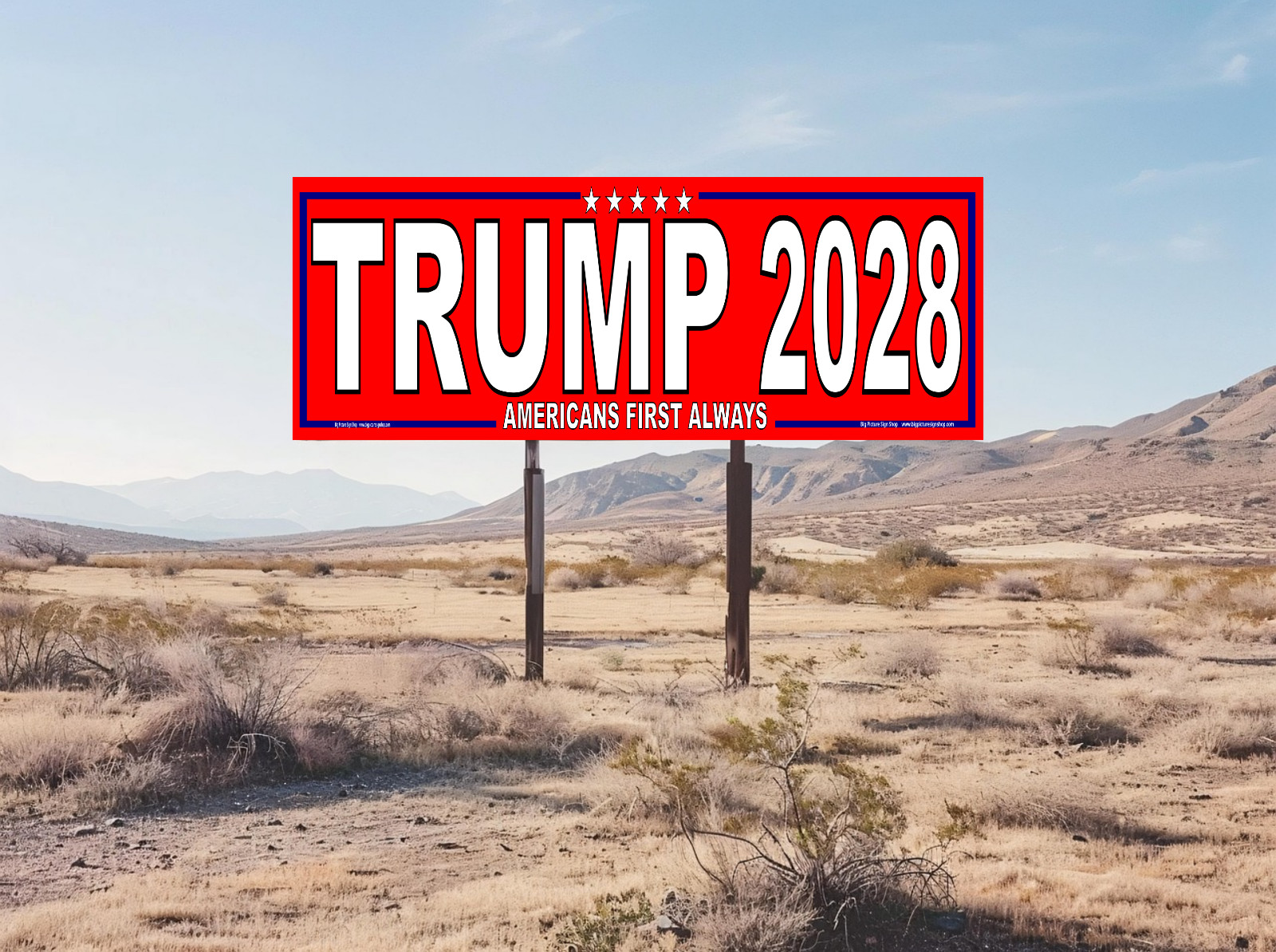 TRUMP 2028 Americans First Always -HUGE Banners-3 Choices Wh Blu Rd-45 Sizes-USA