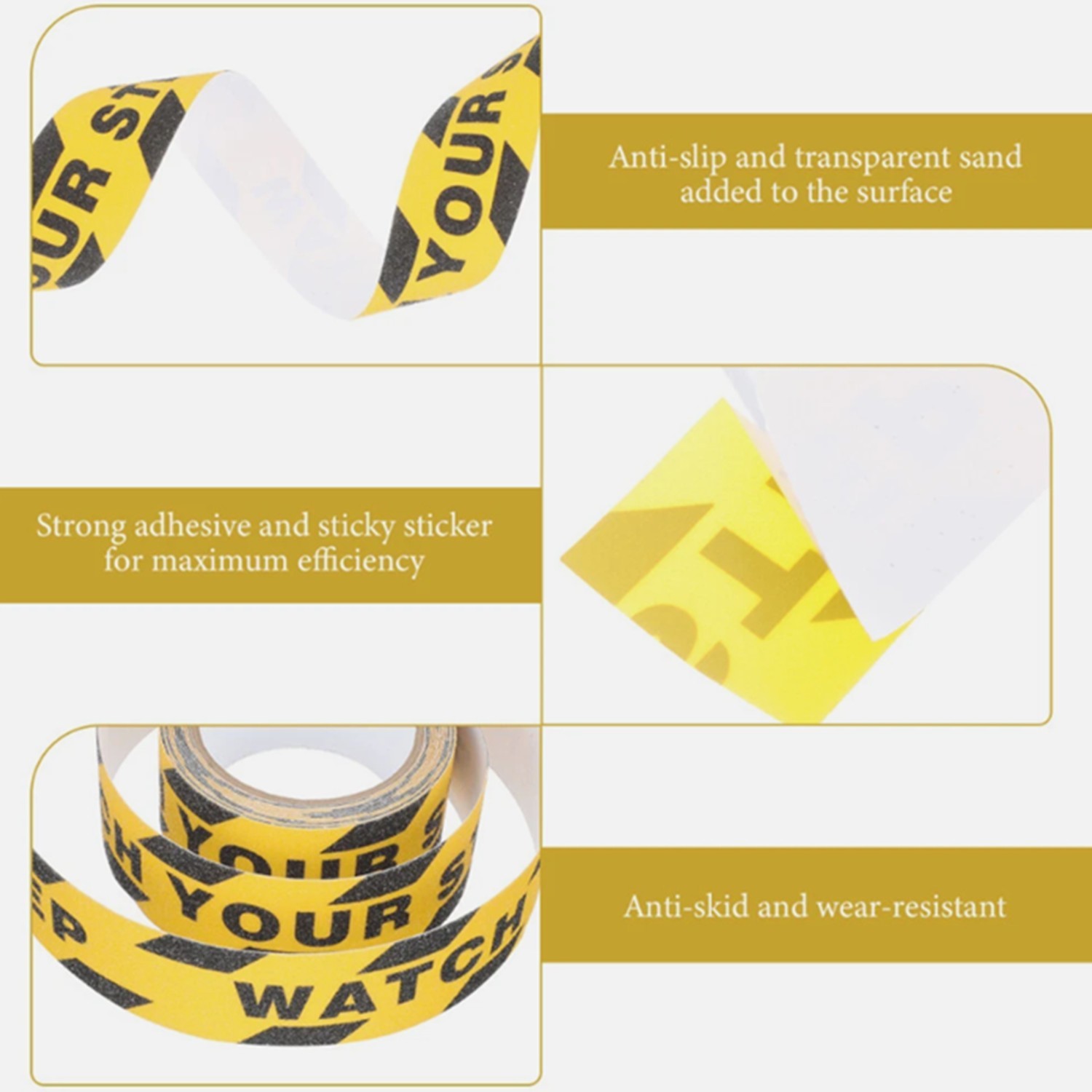 3 Pack Watch Your Step Sign Anti-slip Warning Sticker Adhesive Warning Tape Roll