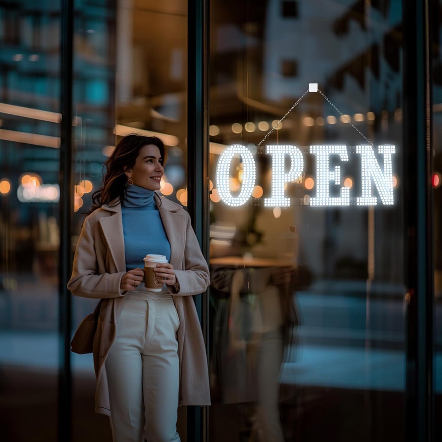 40″x14″ Extra Large LED Open Signs for Business, Unique Design Super Bright Open