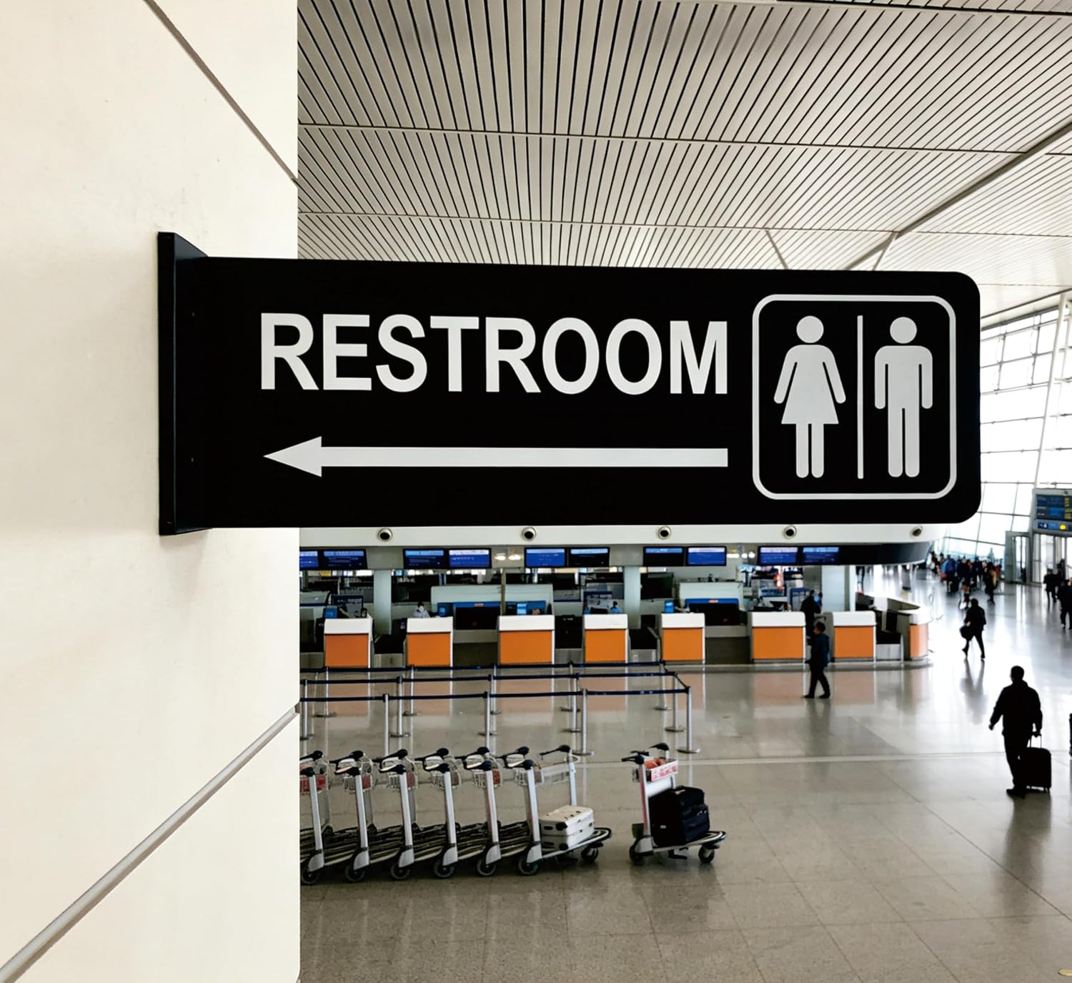 Commercial Double-Sided Restroom Sign – Restroom Sign with Arrow – Wall-Mounted