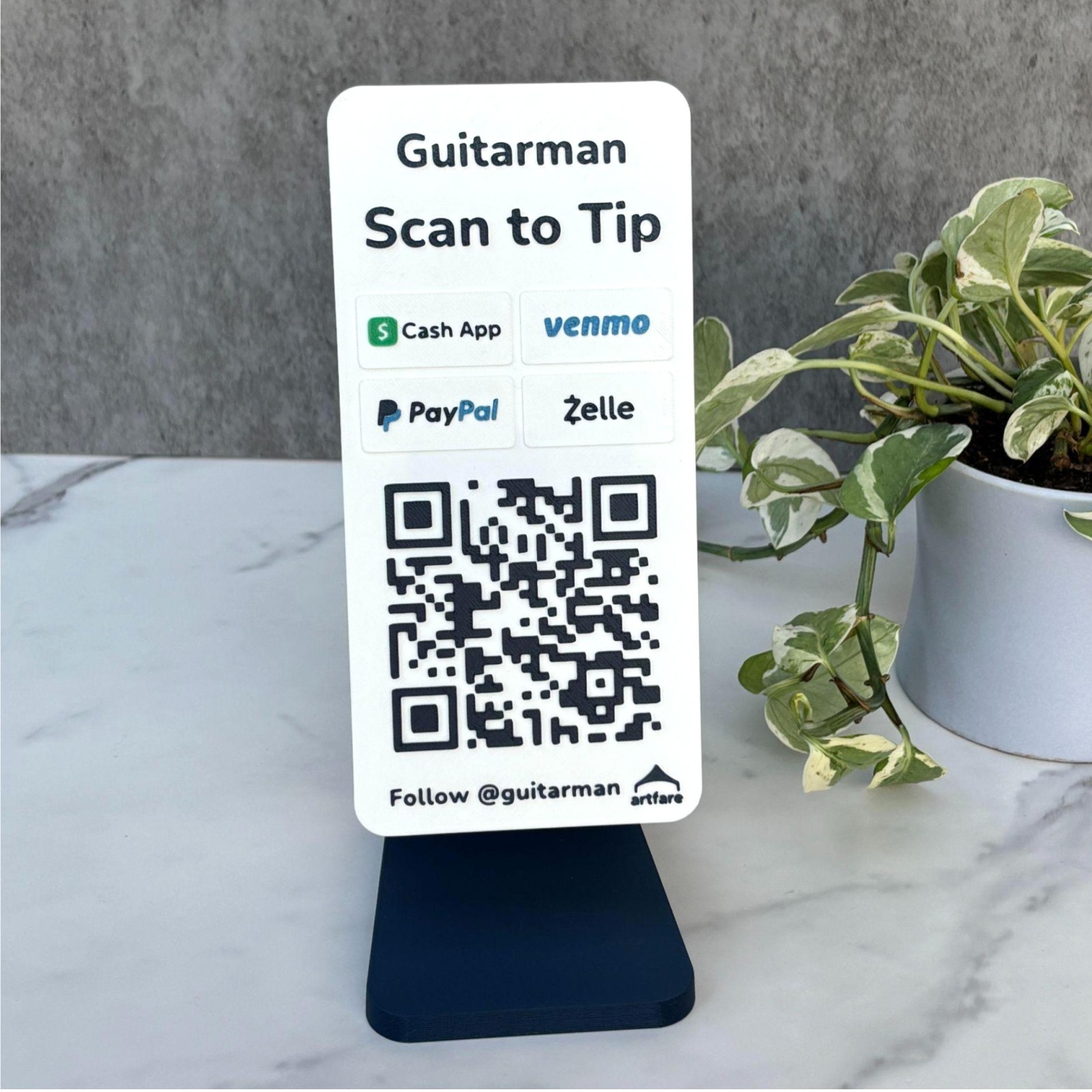 QR Code Payment Sign with Business Card Dispenser – Artfare Slim