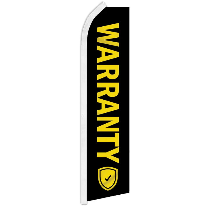 Warranty (Black) Advertising Swooper Feather Flutter Flag Auto Dealership