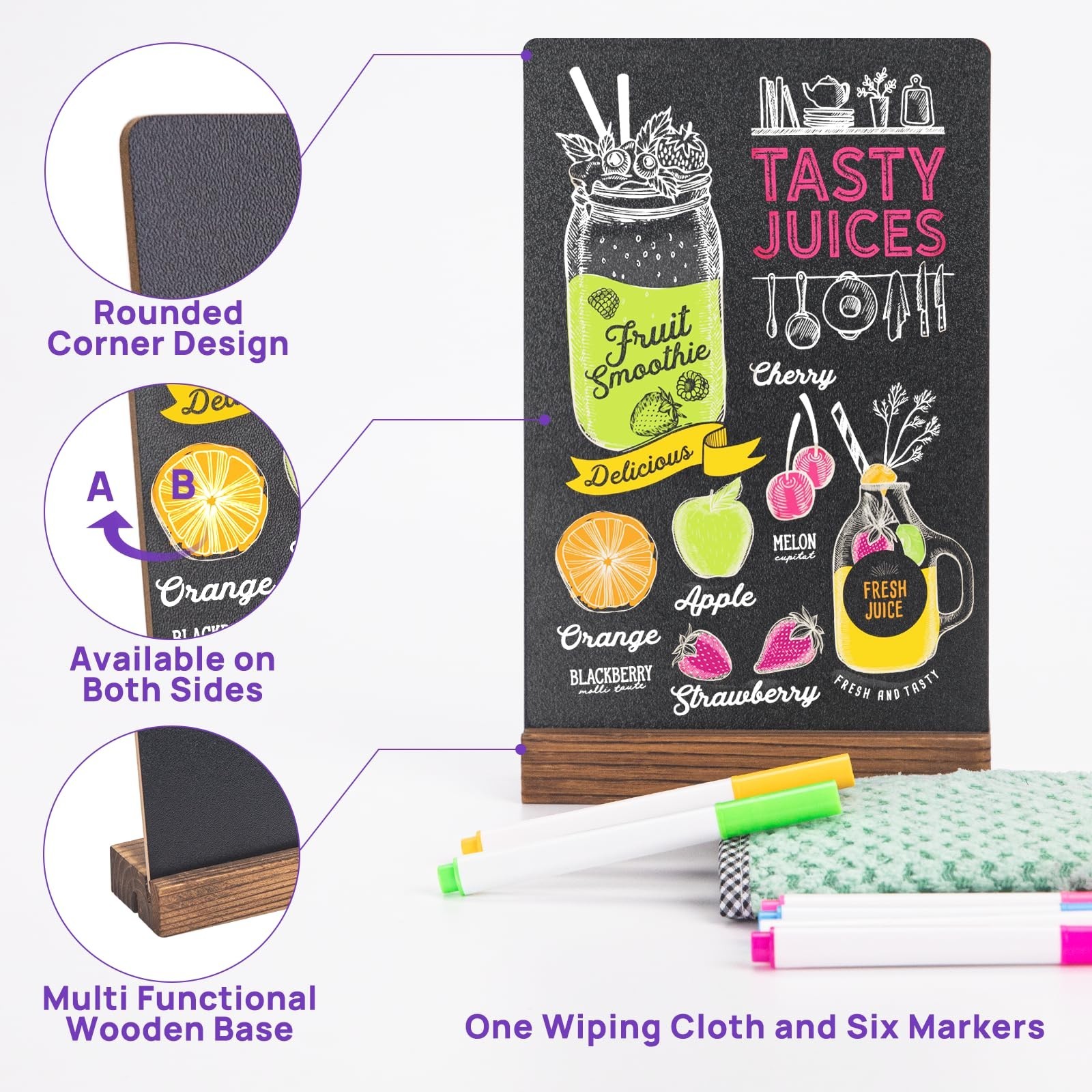 Tabletop Chalkboard Sign, 7.8×5 Inch Double-Sided Message Boards, Blackboard …