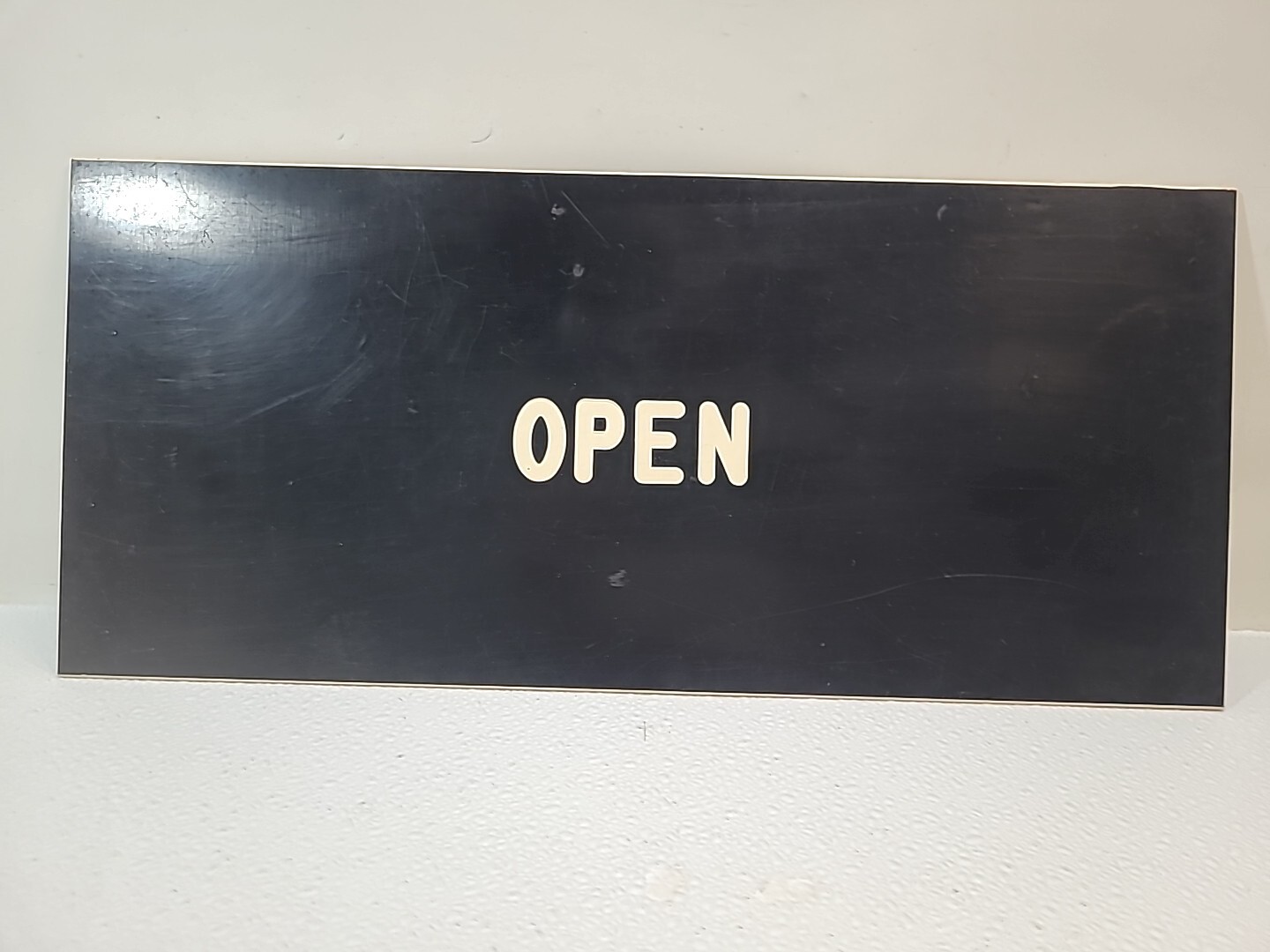 Set of Vintage OPEN / CLOSED White Letters On Black Double Sided 18″ x 8″