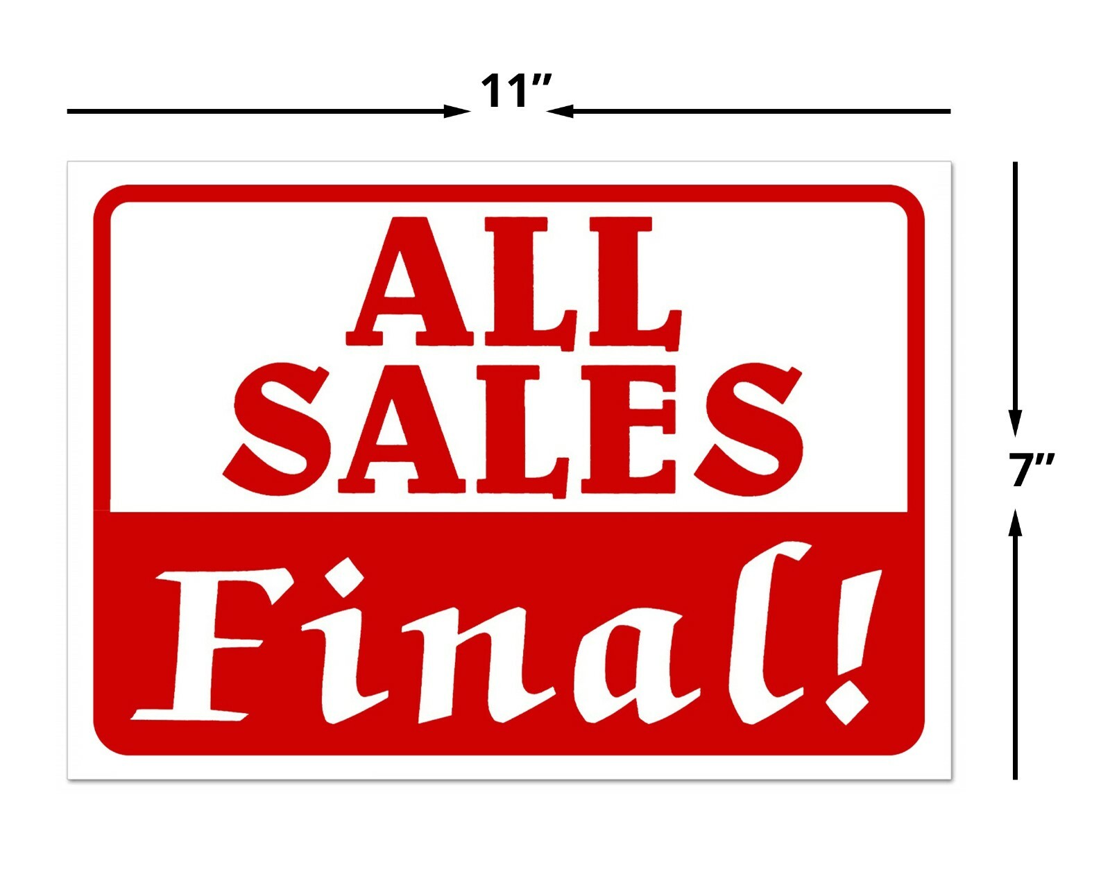 ALL SALES FINAL Retail Store Sale Sign Business Shopping Message 11″x 7″ Sign