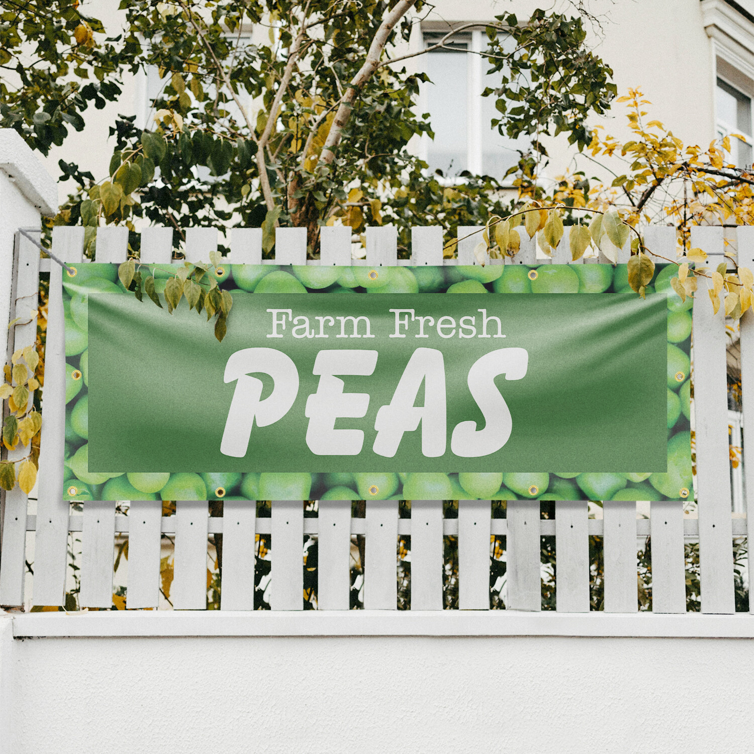 Farm Fresh Peas Vinyl Banner Sign with Metal Grommets Heavy-Duty Single-Sided