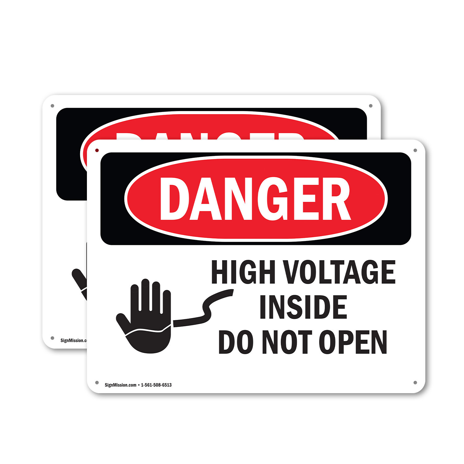 (2 Pack) High Voltage Inside Do Not Open OSHA Danger Sign Decal Metal Plastic