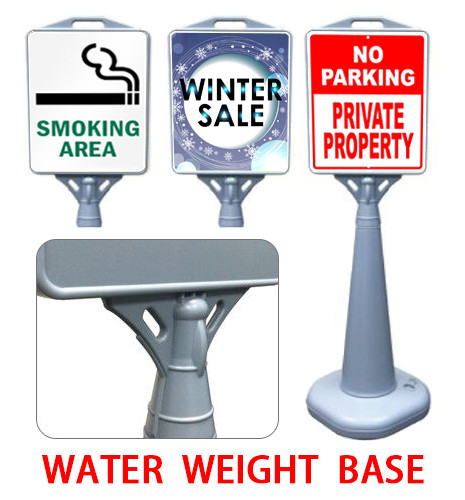 Private Parking Sign Double Sided Traffic Cone Display Poster Stand Water Base