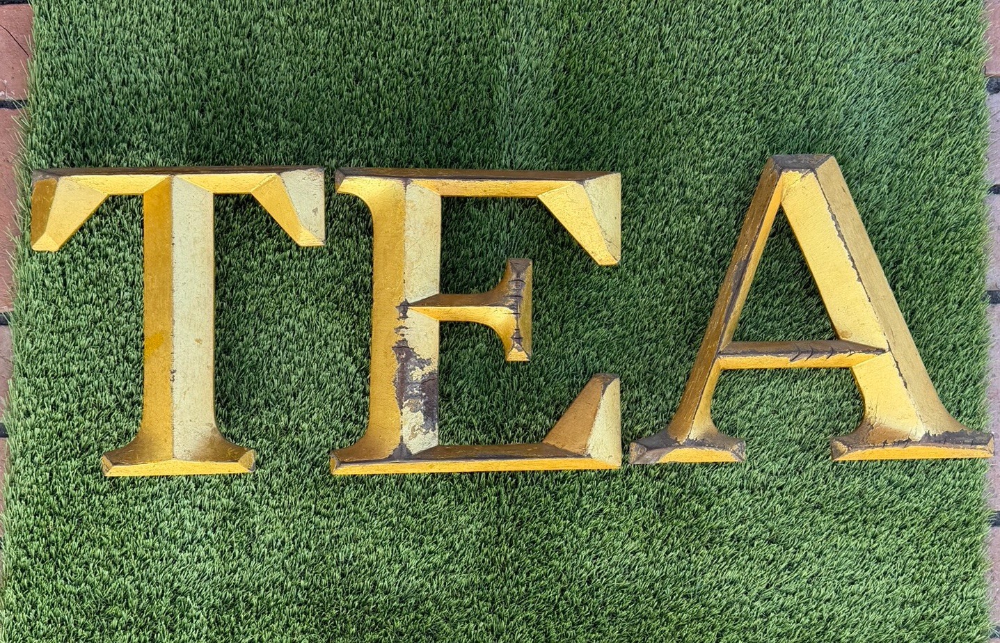 Vintage ENGLISH Shop Sign EAT In Gold leaf – ADVERTISING 11.5” Tall