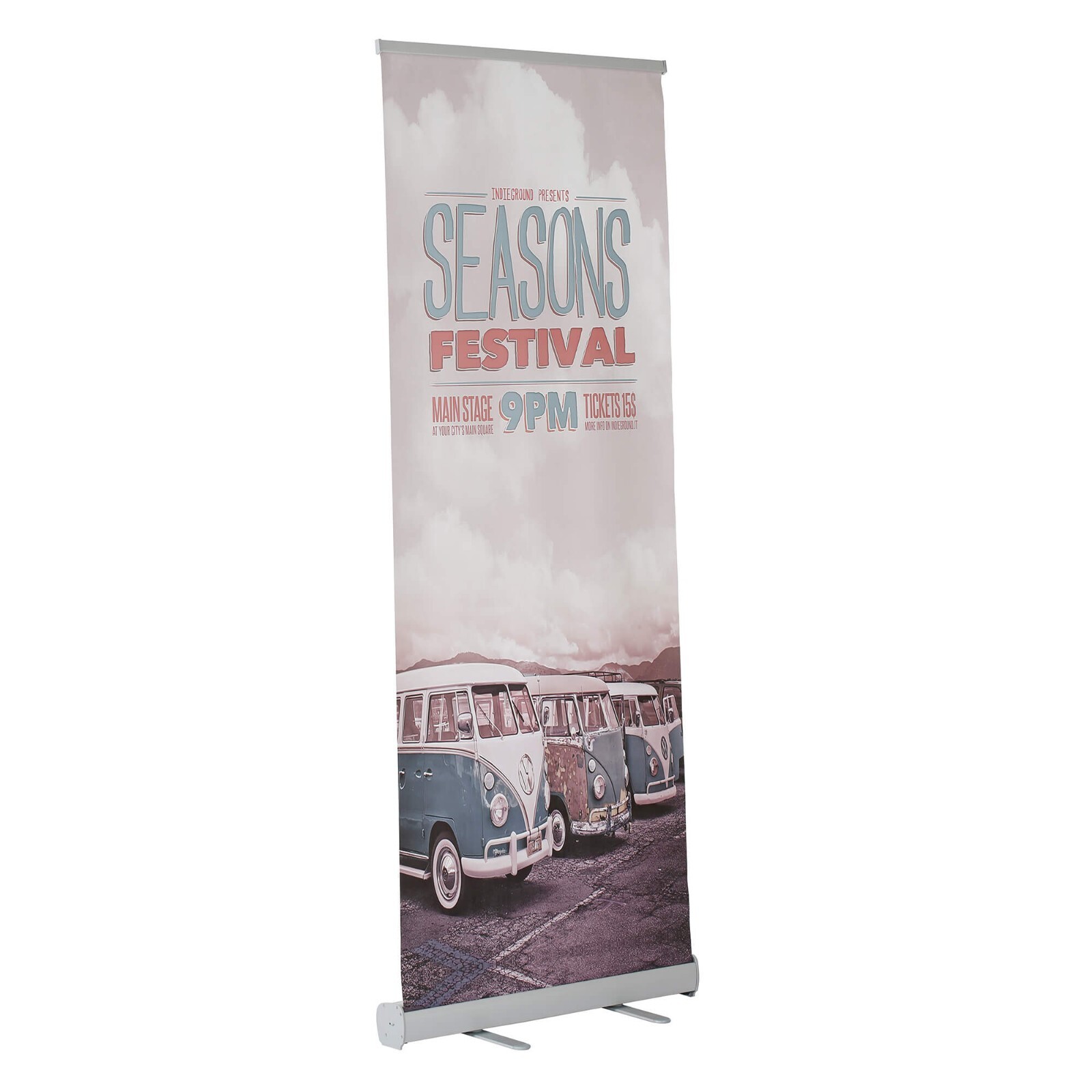 Retractable Banner Stand- Floor Standing Eco Roll Banner Holder Silver Aluminum