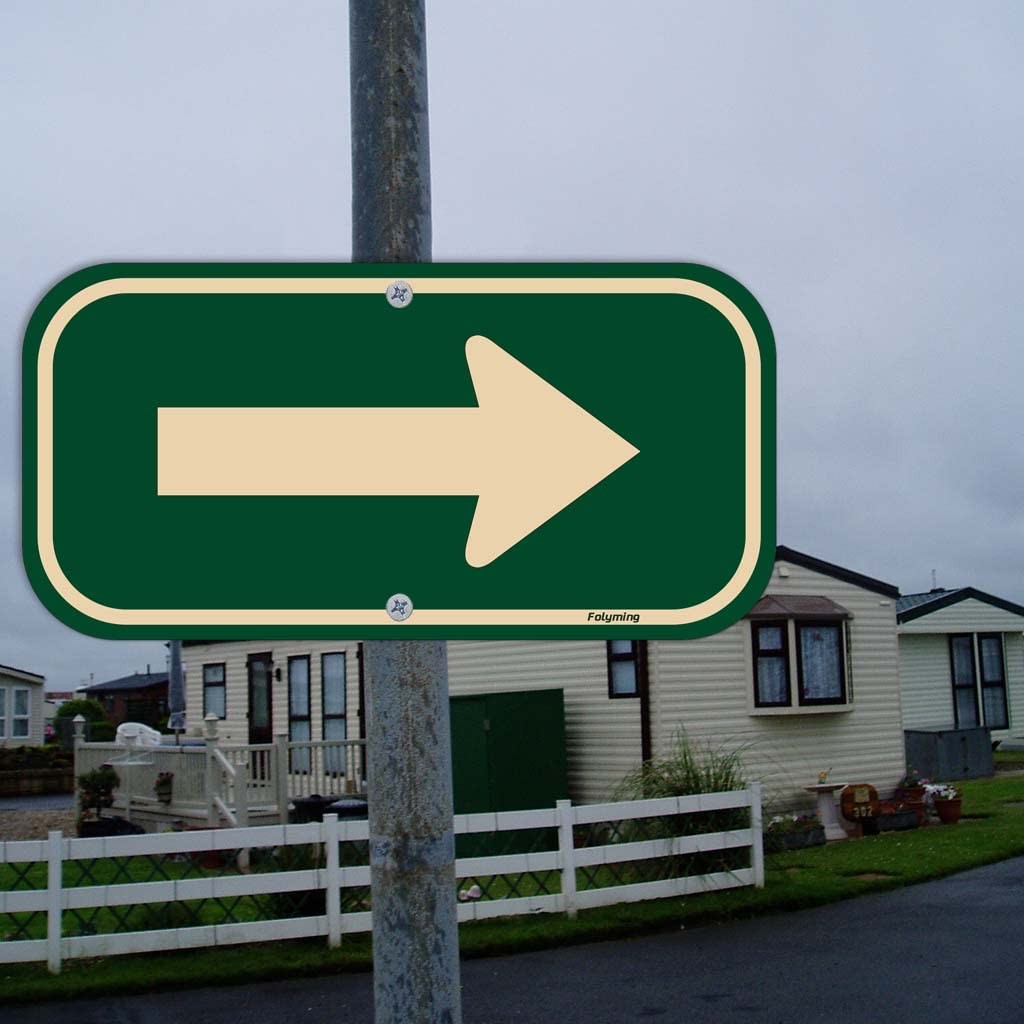 2 Pack Right Arrow Signs 12 x 6 Inches Arrow Signs Metal Reflective Sturdy Rust