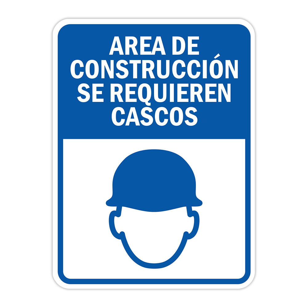Portrait Round Plus Area de Construcción Se Requieren Cascos Wall or Door Sign