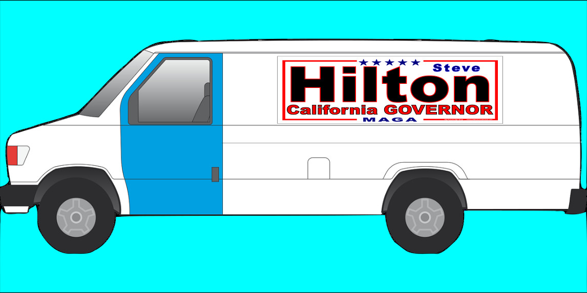 STEVE HILTON CALIFORNIA GOVERNOR – MAGNETIC CAR SIGNS -FREE SHIP-USA MADE bk rd