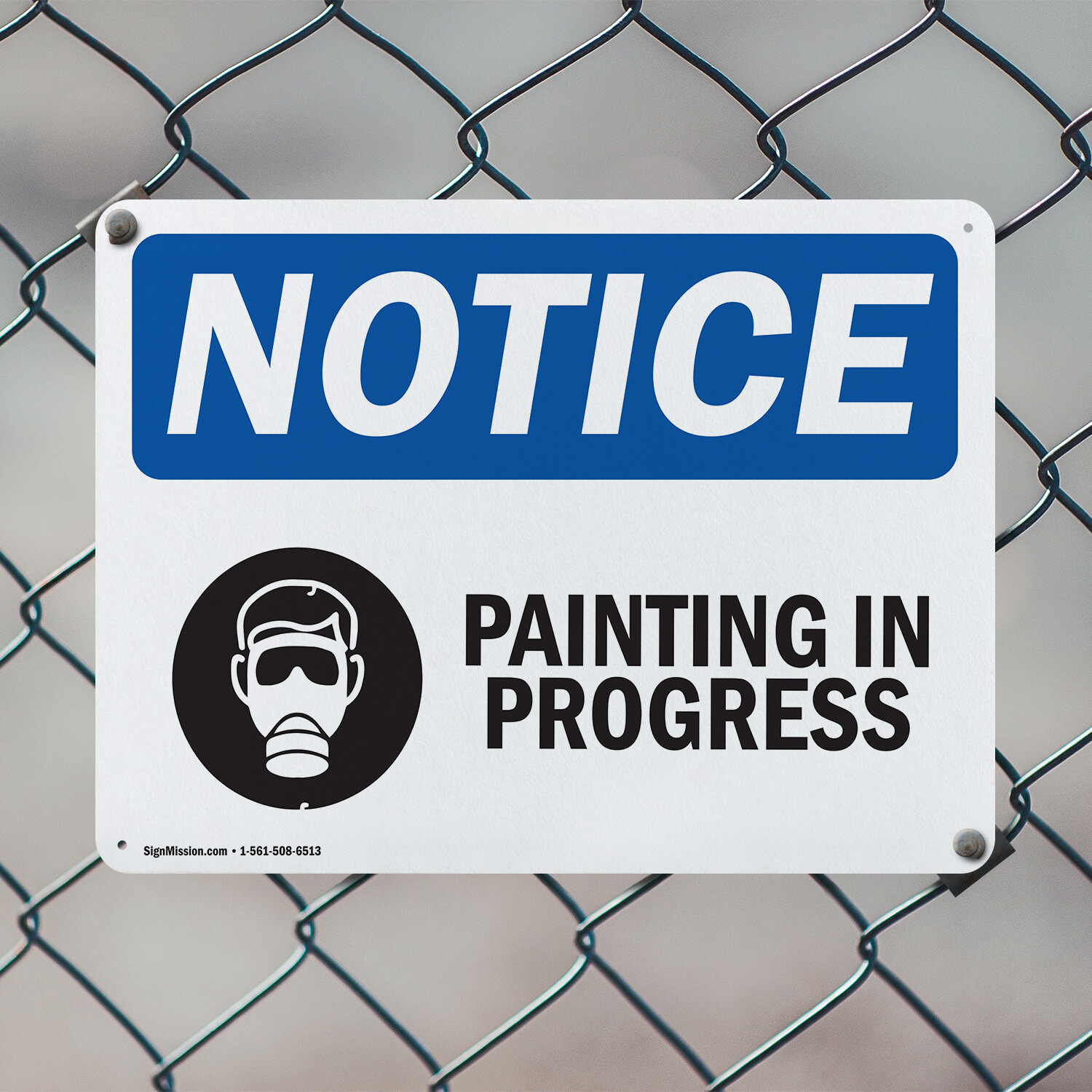 (2 Pack) Painting In Progress OSHA Notice Sign Decal Metal Plastic