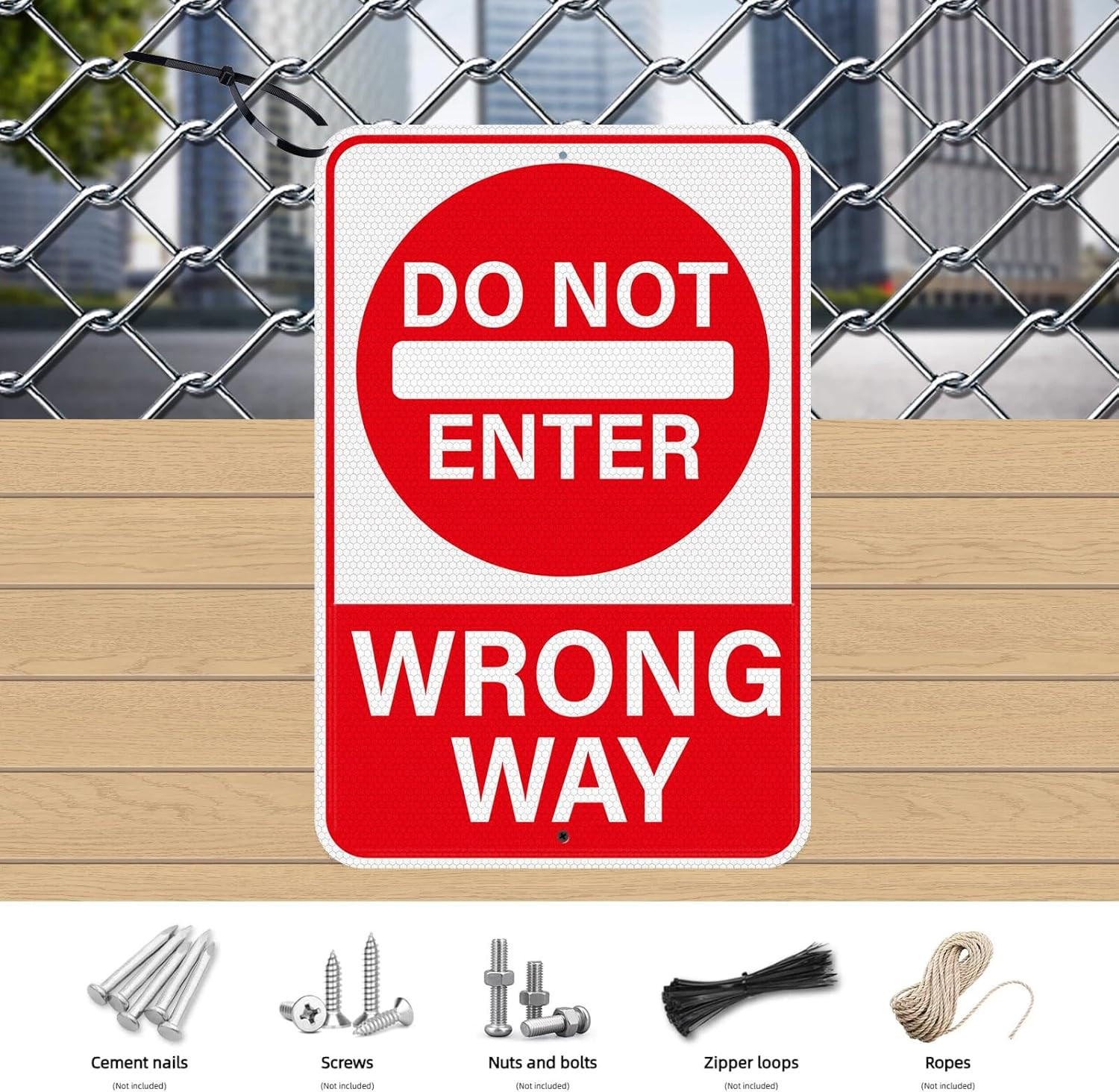 2 Pack Do Not Enter Wrong Way Sign 18 × 12 Inches Reflective Waterproof Fade Res