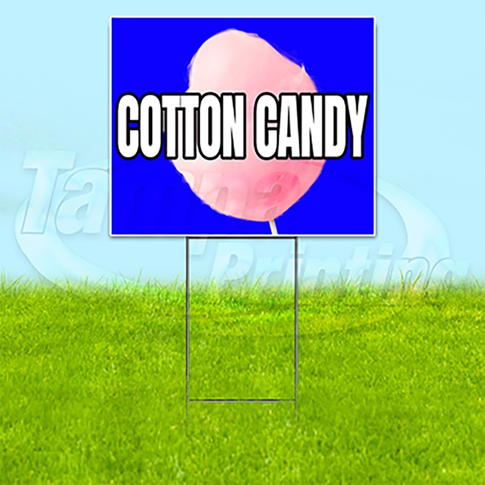 COTTON CANDY 18×24 Yard Sign Carnival Plastic Corrugated WITH STAKE USA YS00253