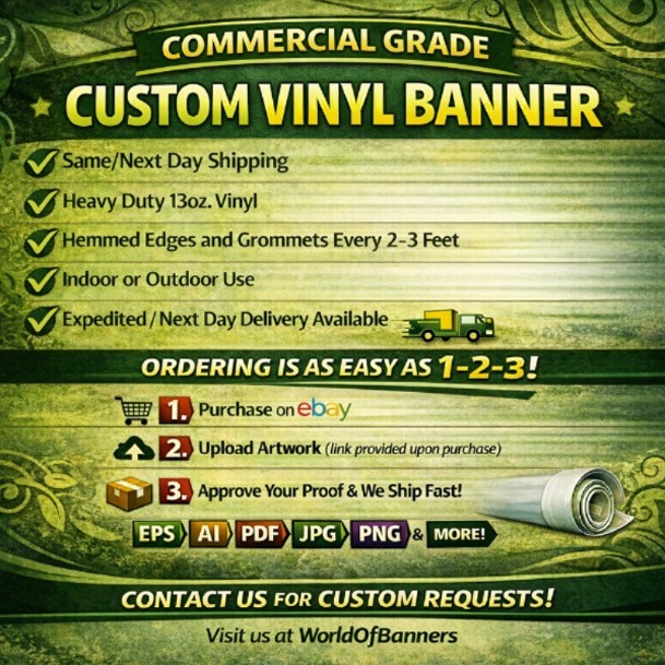 Custom Vinyl Banner – 13oz. Vinyl – Fast Shipping – Business School Sports