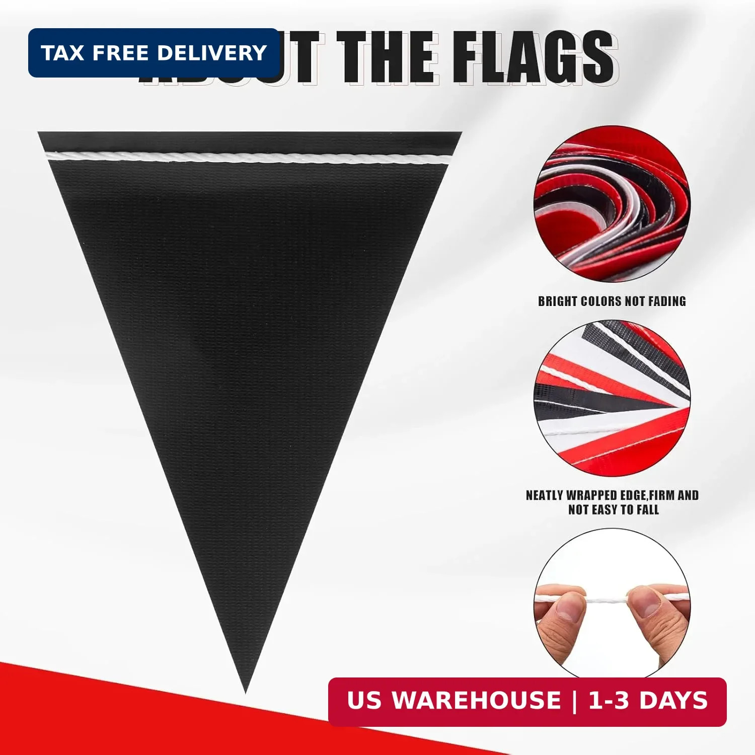 Caution Safety Pennant Flags – Multipurpose 105FT Colored Triangle Warning Banne