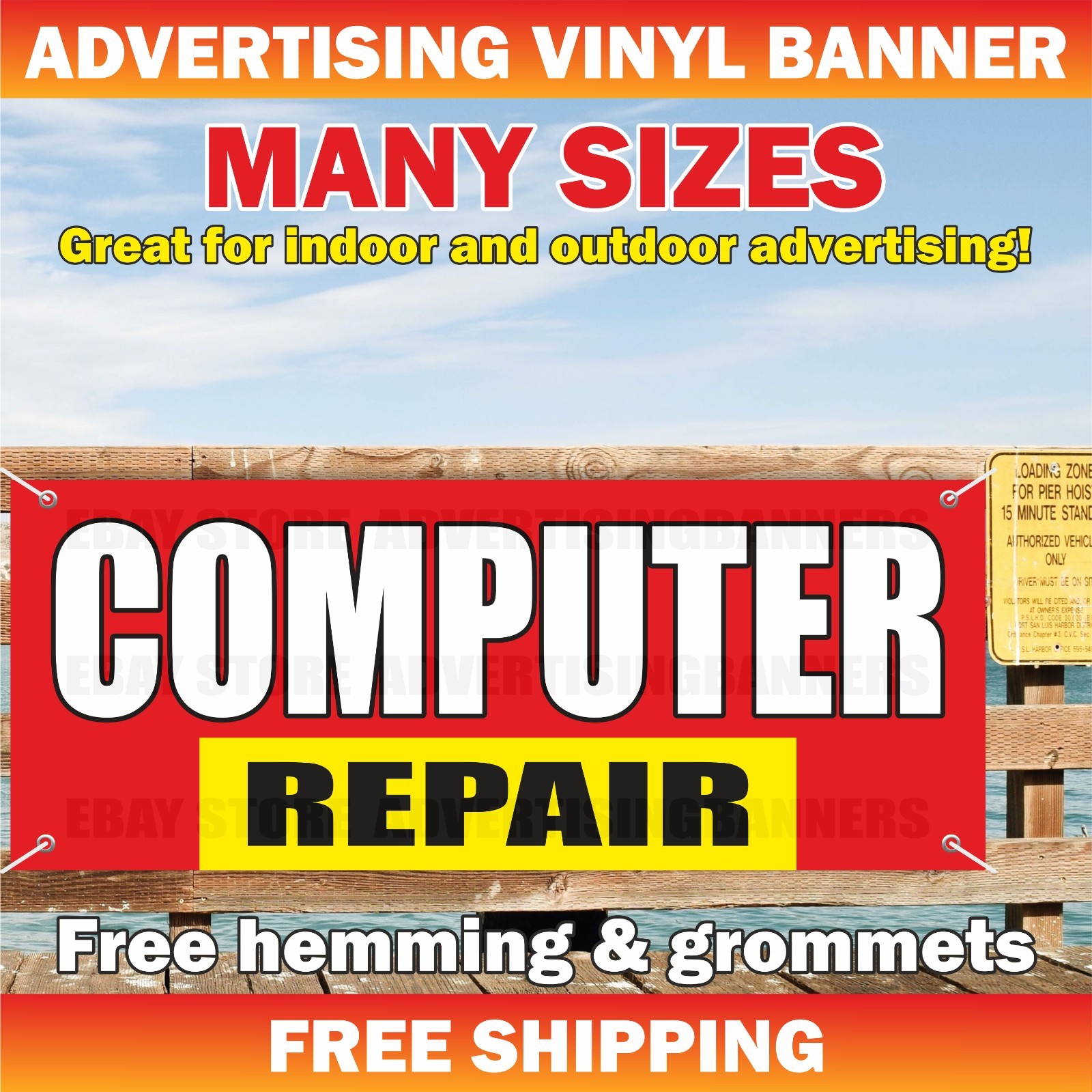 COMPUTER REPAIR Advertising Banner Vinyl Mesh Sign Electronics Service Fix