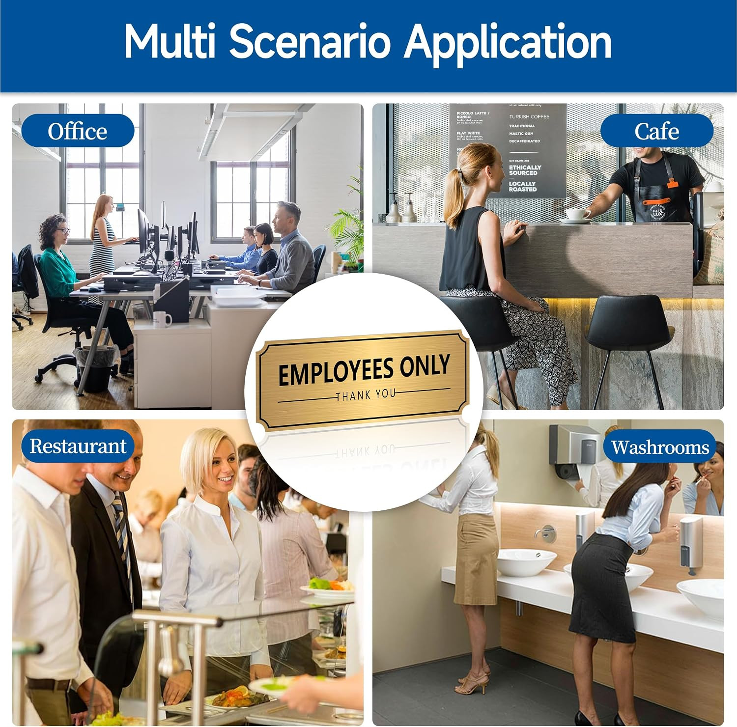 Employees Only Sign Sticker for Door,Self-Adhesive Brushed Gold Staff Only | Wea