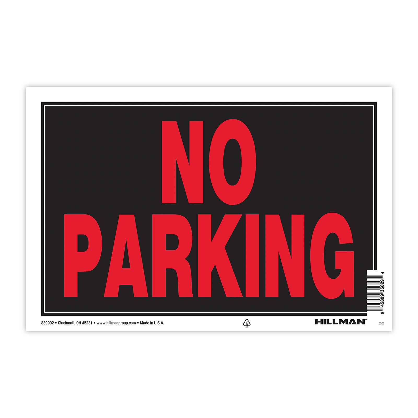 Hillman No Parking 8-in x 12-in Plastic Prohibited Sign