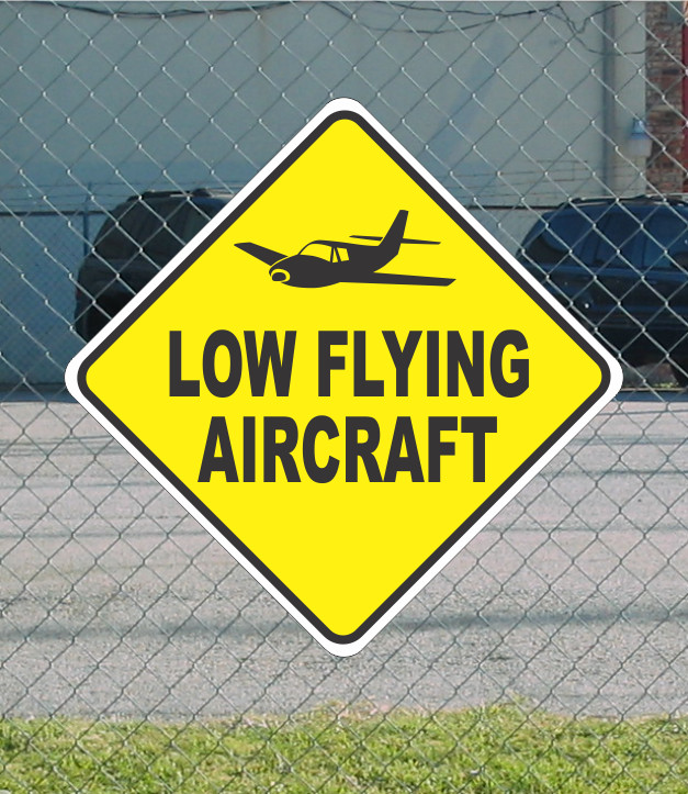 Yellow Low Flying Aircraft Metal Sign for Street HWY Road Parking Lot 12″x12″