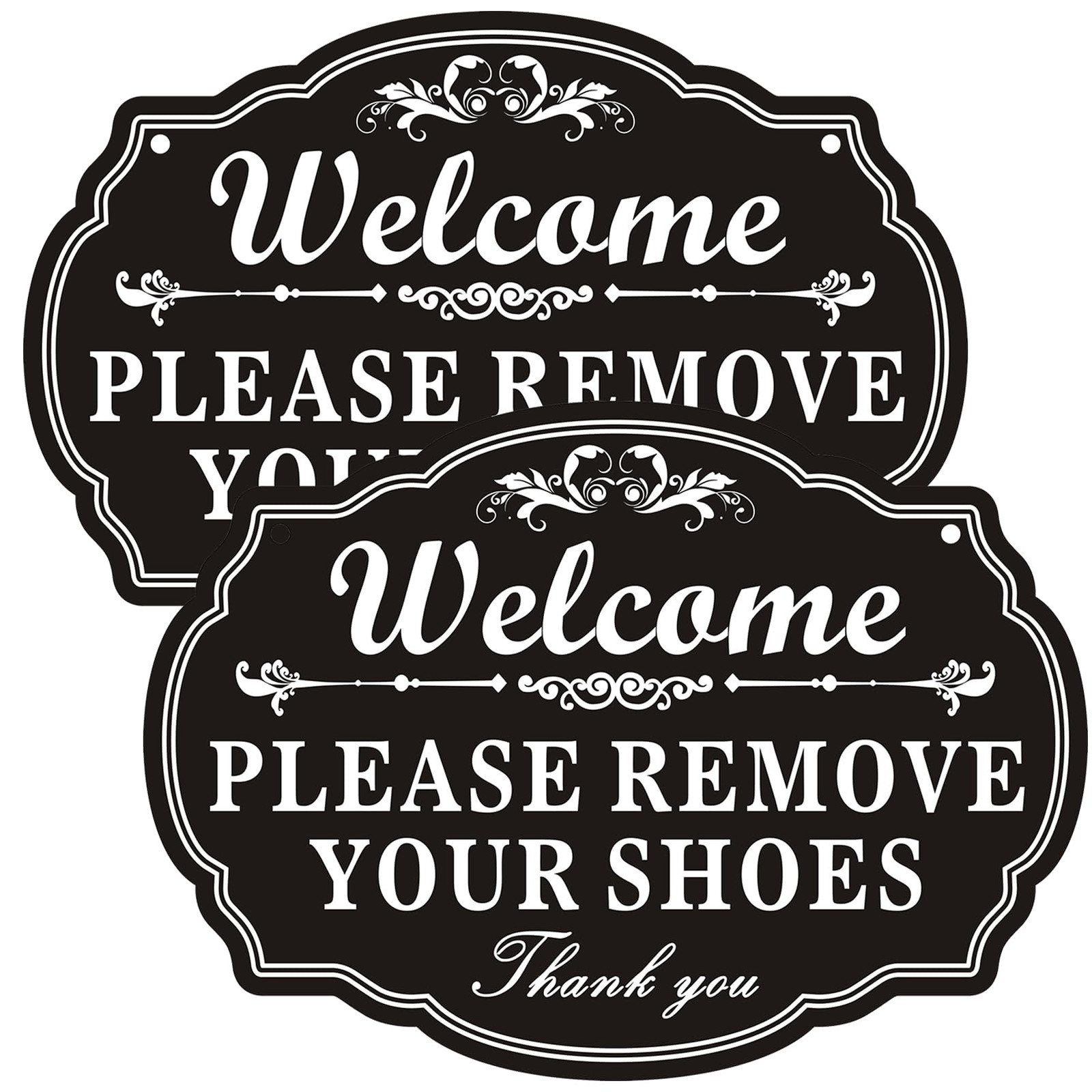 Please Remove Your Shoes Sign Self Adhesive 2 Pack 10×7 Inch Black Acrylic
