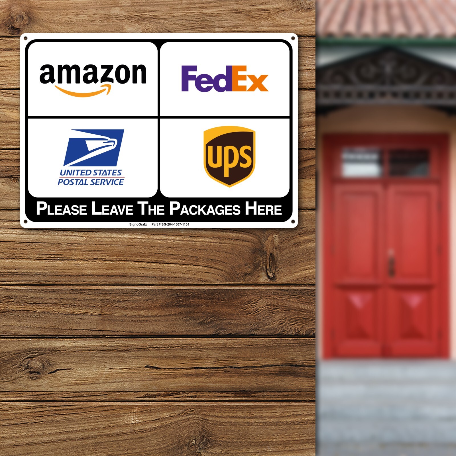 SIGNOGRAFX Please Leave Packages here 10×7 Inches Reflective Sign