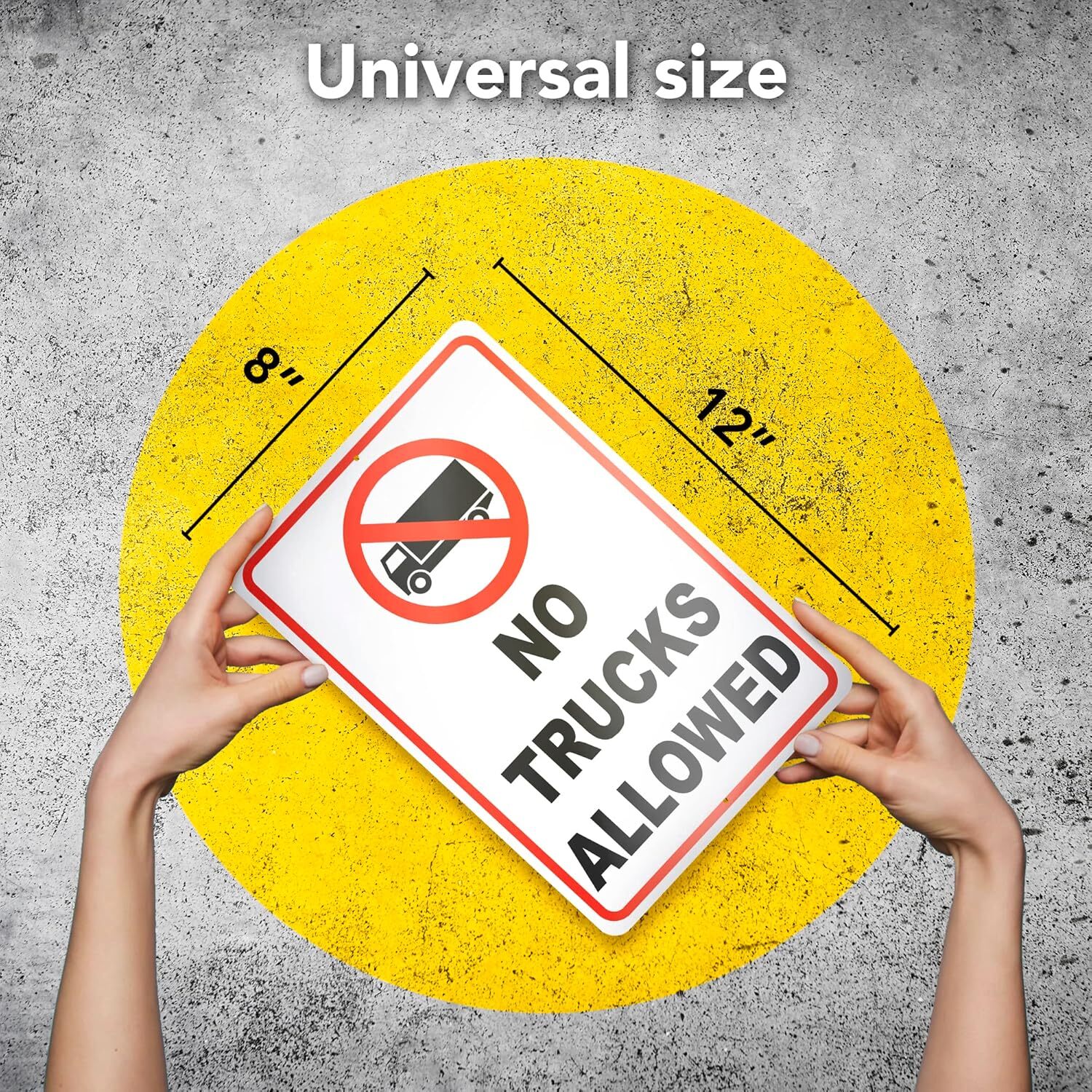 No Trucks Sign – 8×12 Aluminum Driveway Sign – No Truck Parking Allowed