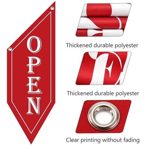 Double-Sided OPEN Flag with Pole Kit – Heavy Duty Outdoor Banner Sign for Shops